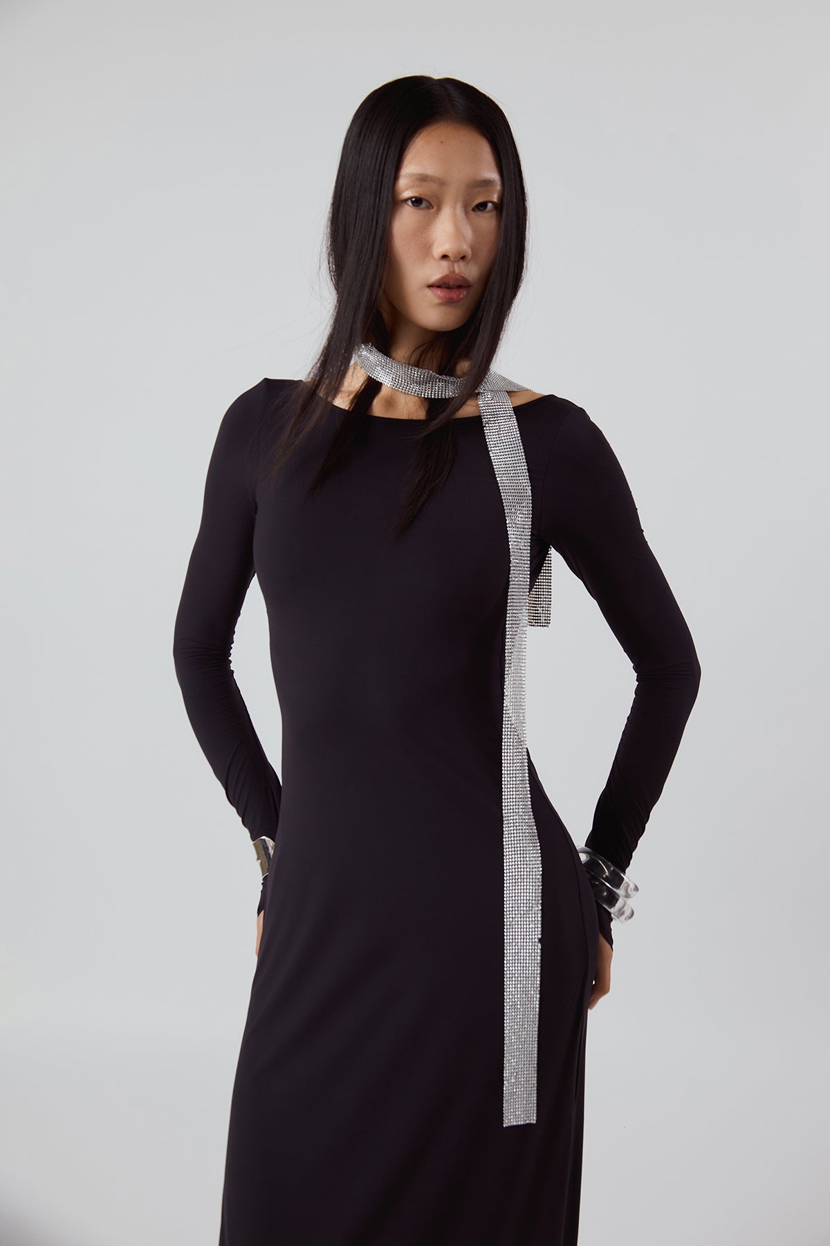Other Store Aura Open-Back Maxi Dress in Black
