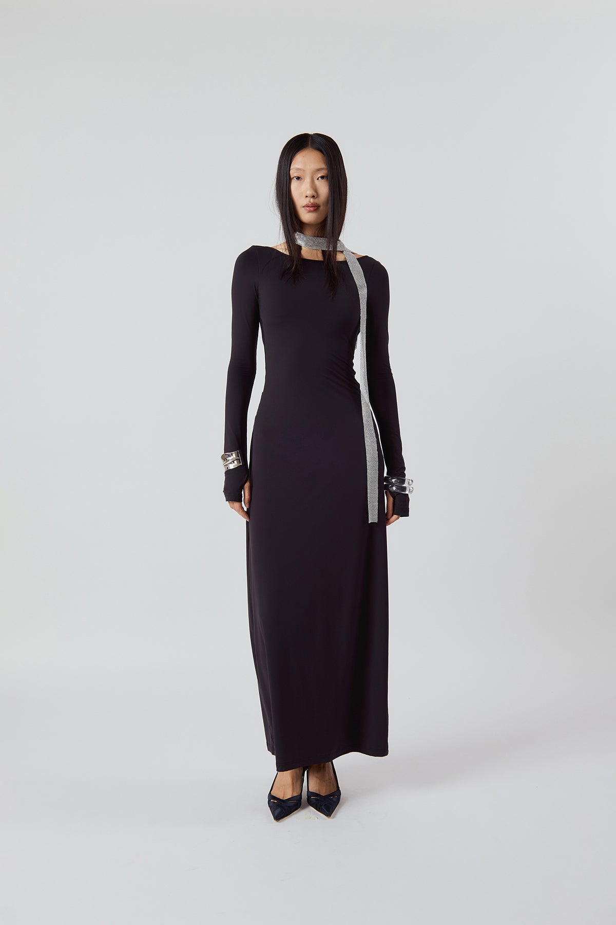 Other Store Aura Open-Back Maxi Dress in Black