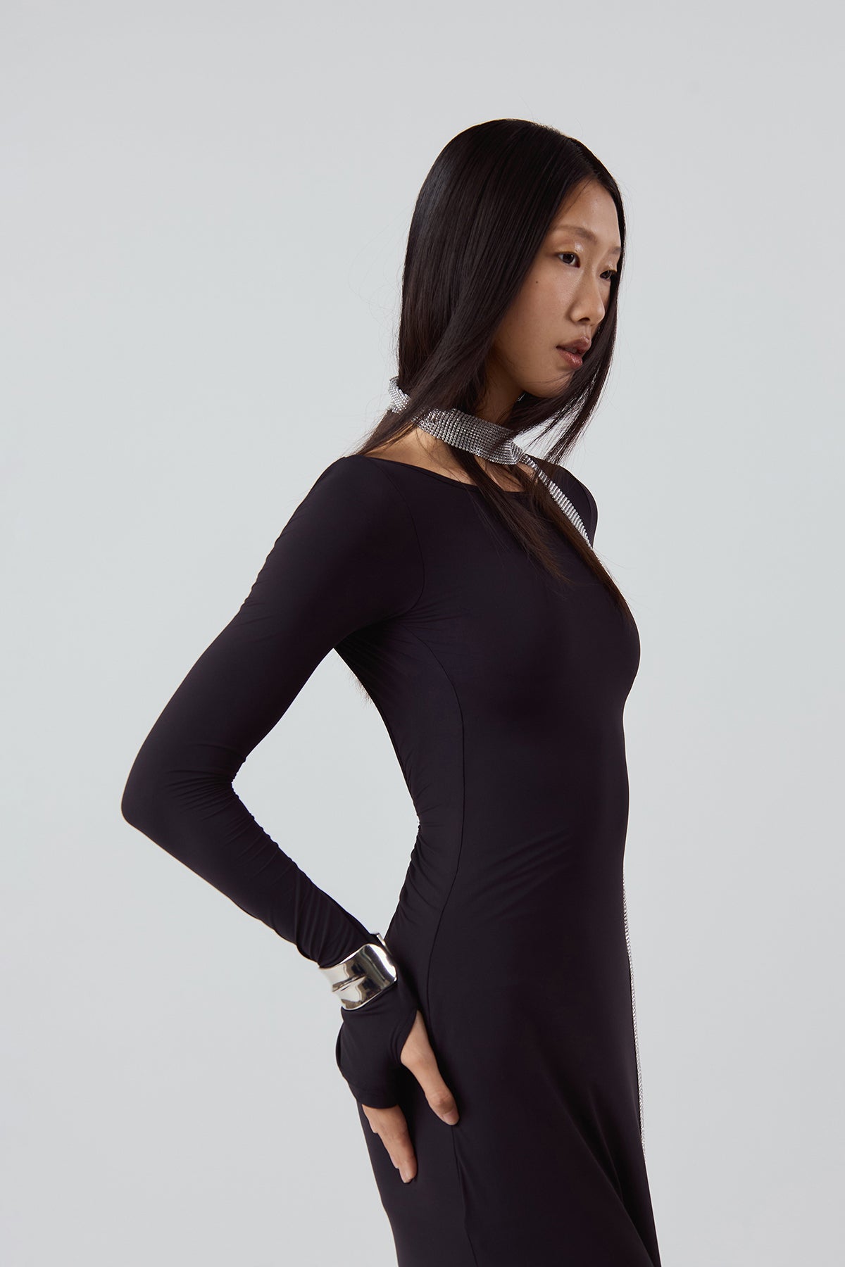 Other Store Aura Open-Back Maxi Dress in Black