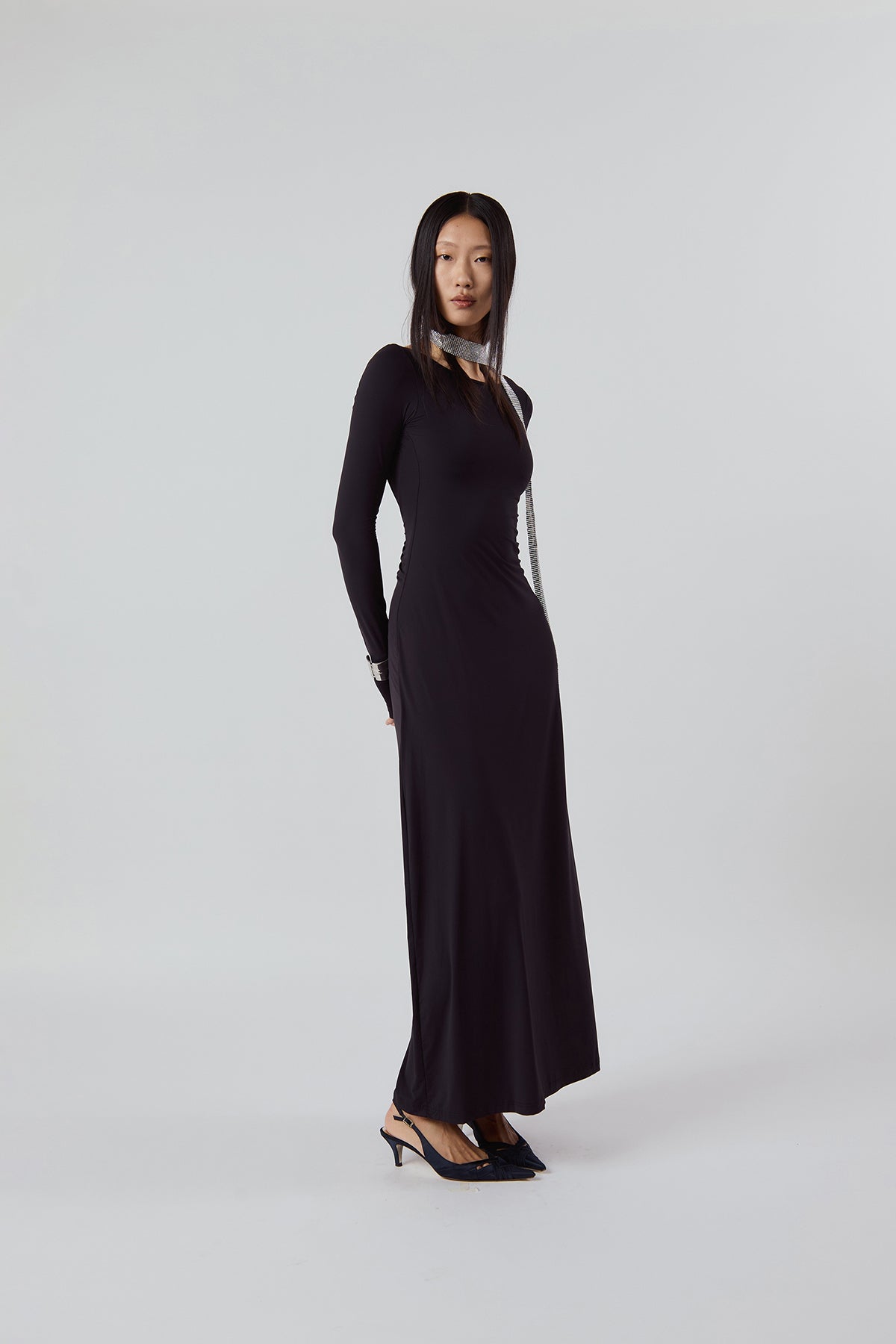 Other Store Aura Open-Back Maxi Dress in Black