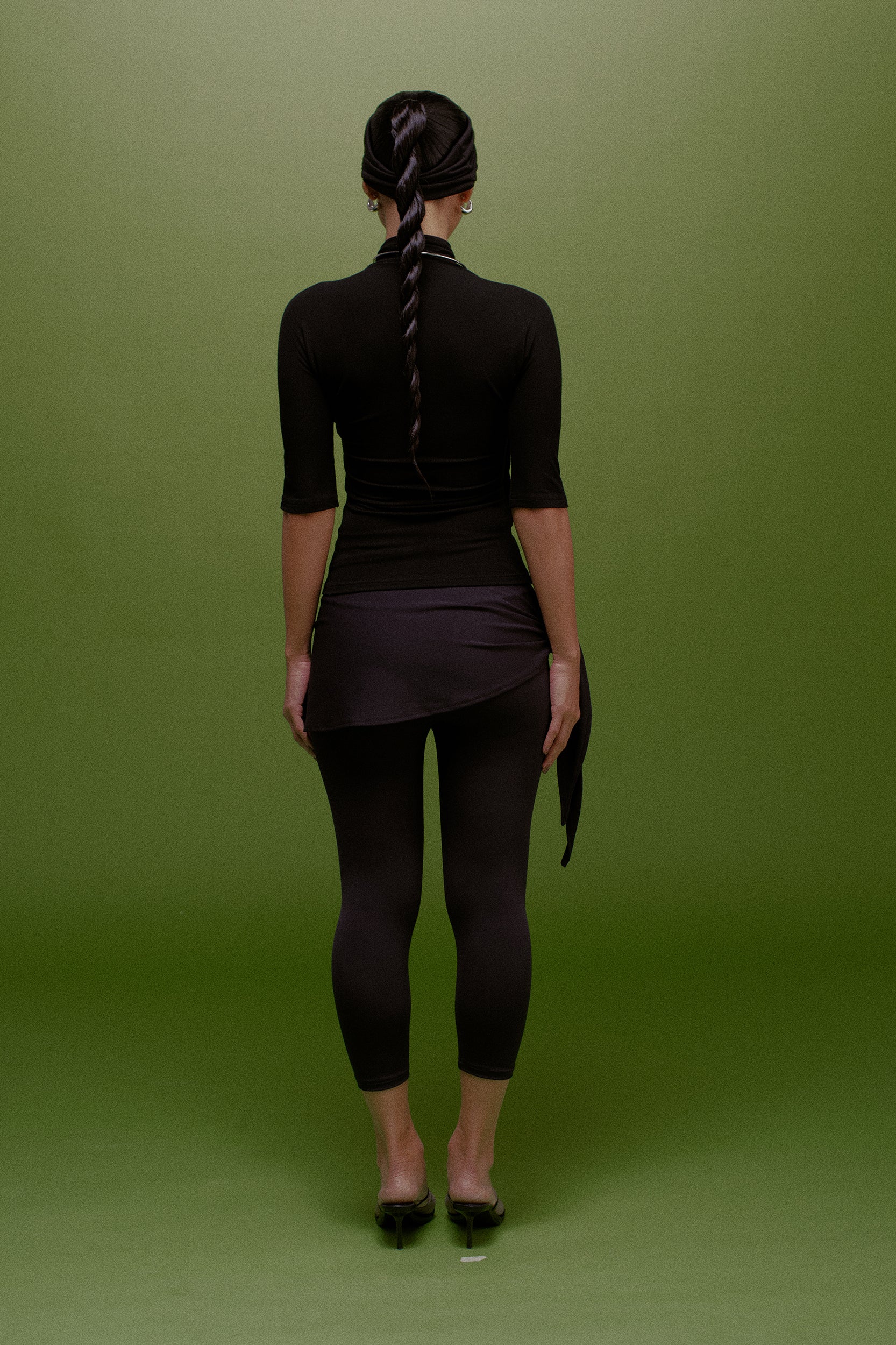 Ayla Fitted Asymmetric Ruched Top Black