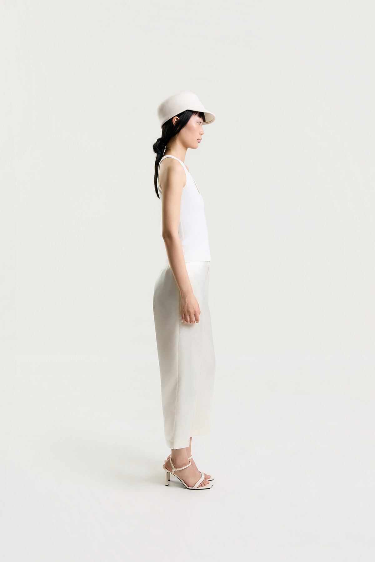 OTHER STORE Daria Straight-Leg Satin Pants in Ivory