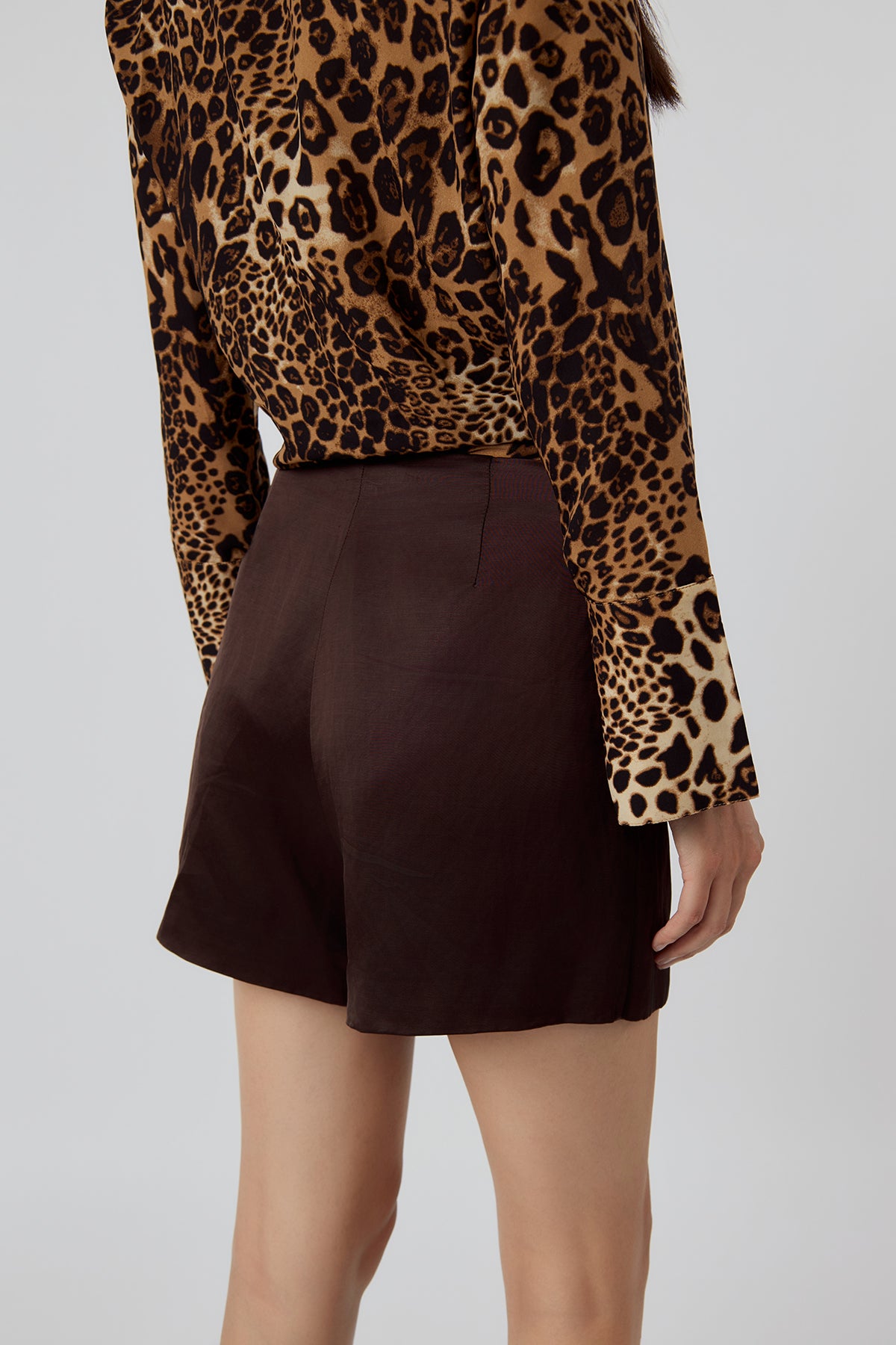 OTHER STORE Daria Wrap-Front Skort in Espresso Brown