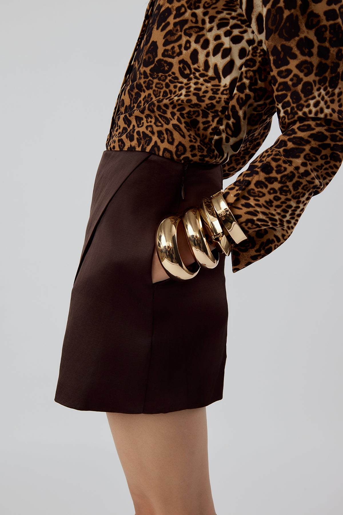 OTHER STORE Daria Wrap-Front Skort in Espresso Brown