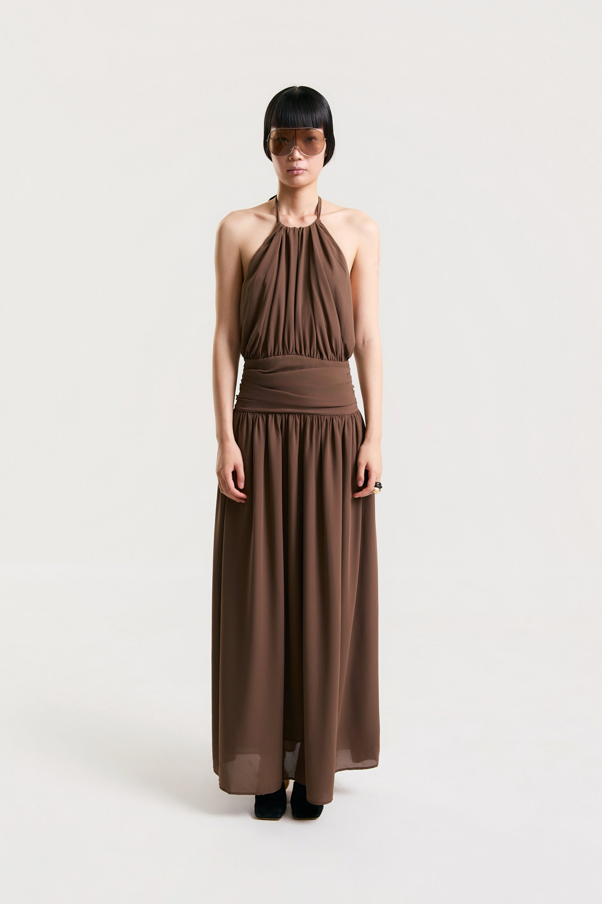 OTHER STORE Dune Halter Gathered Maxi Dress