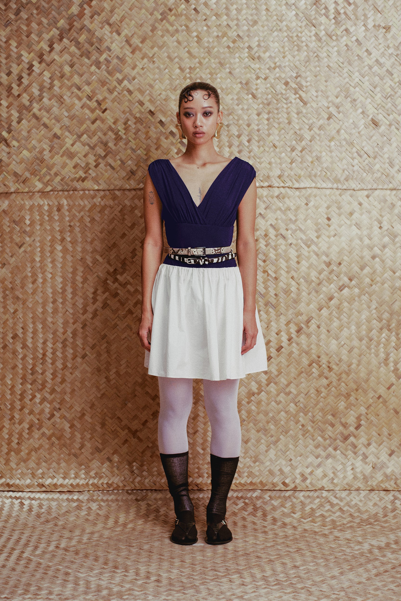 Elara Deep V Bodysuit Navy