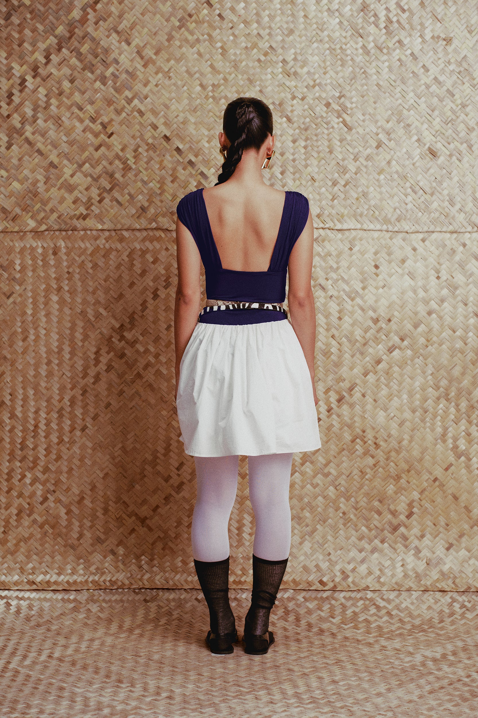 Elara Deep V Bodysuit Navy