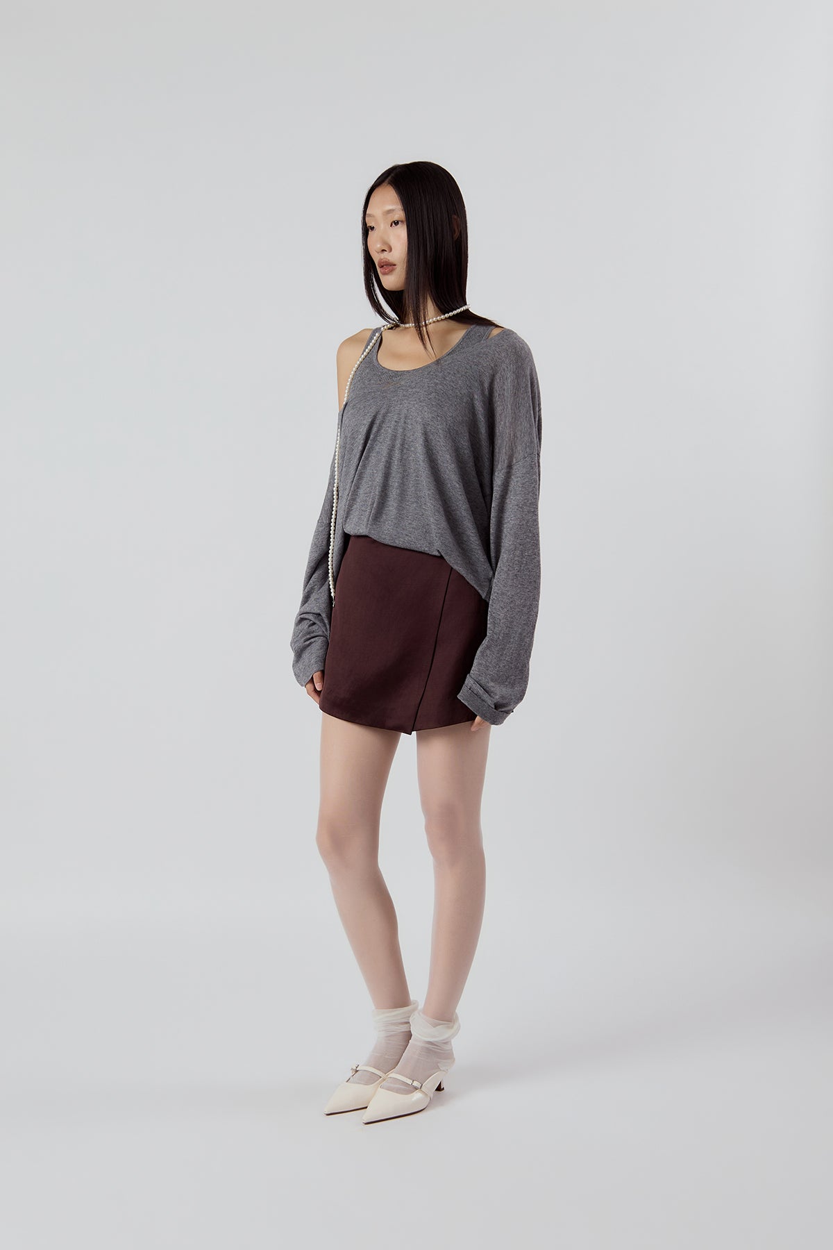 Other Store Elara Layered Knit Set in Grey