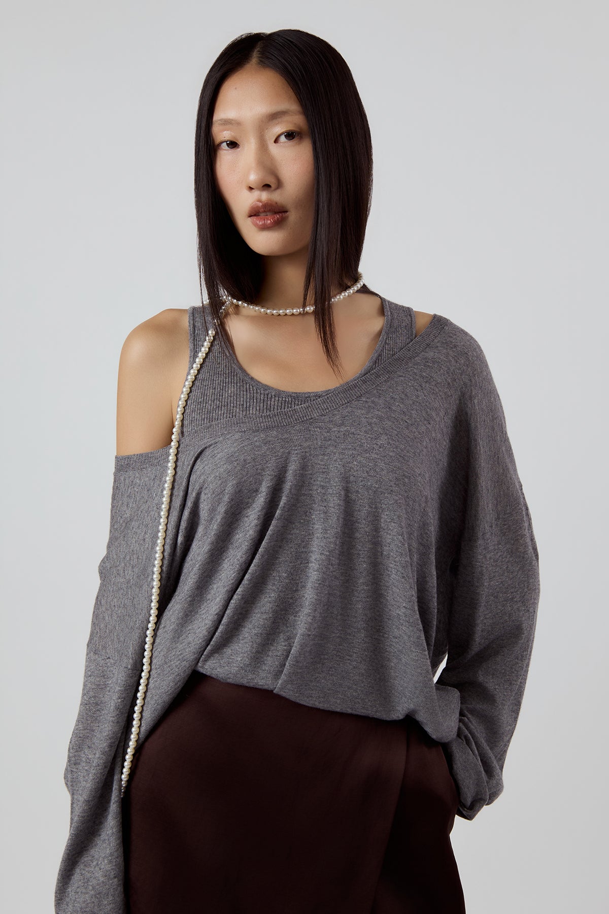 Other Store Elara Layered Knit Set in Grey