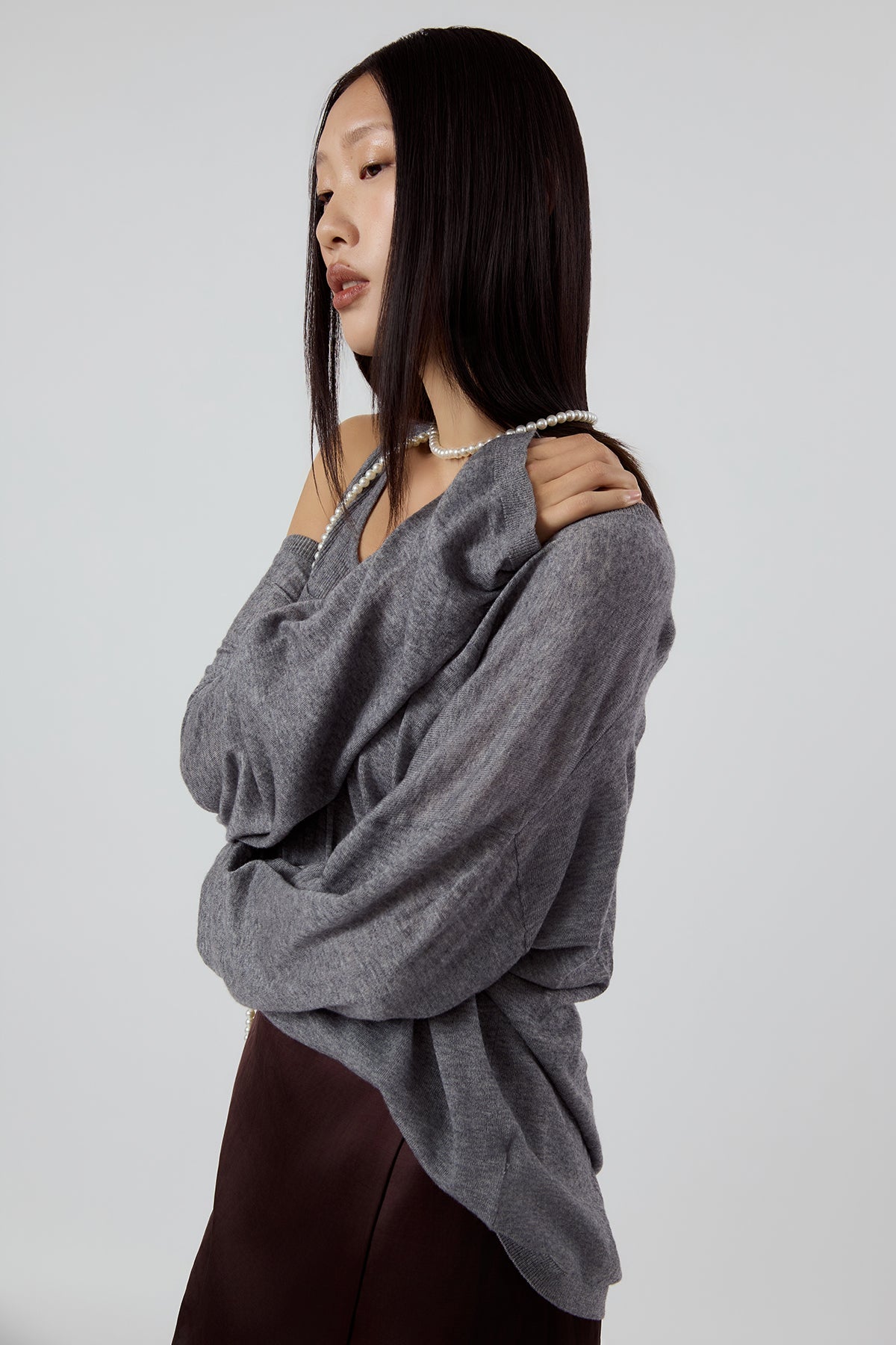 Other Store Elara Layered Knit Set in Grey