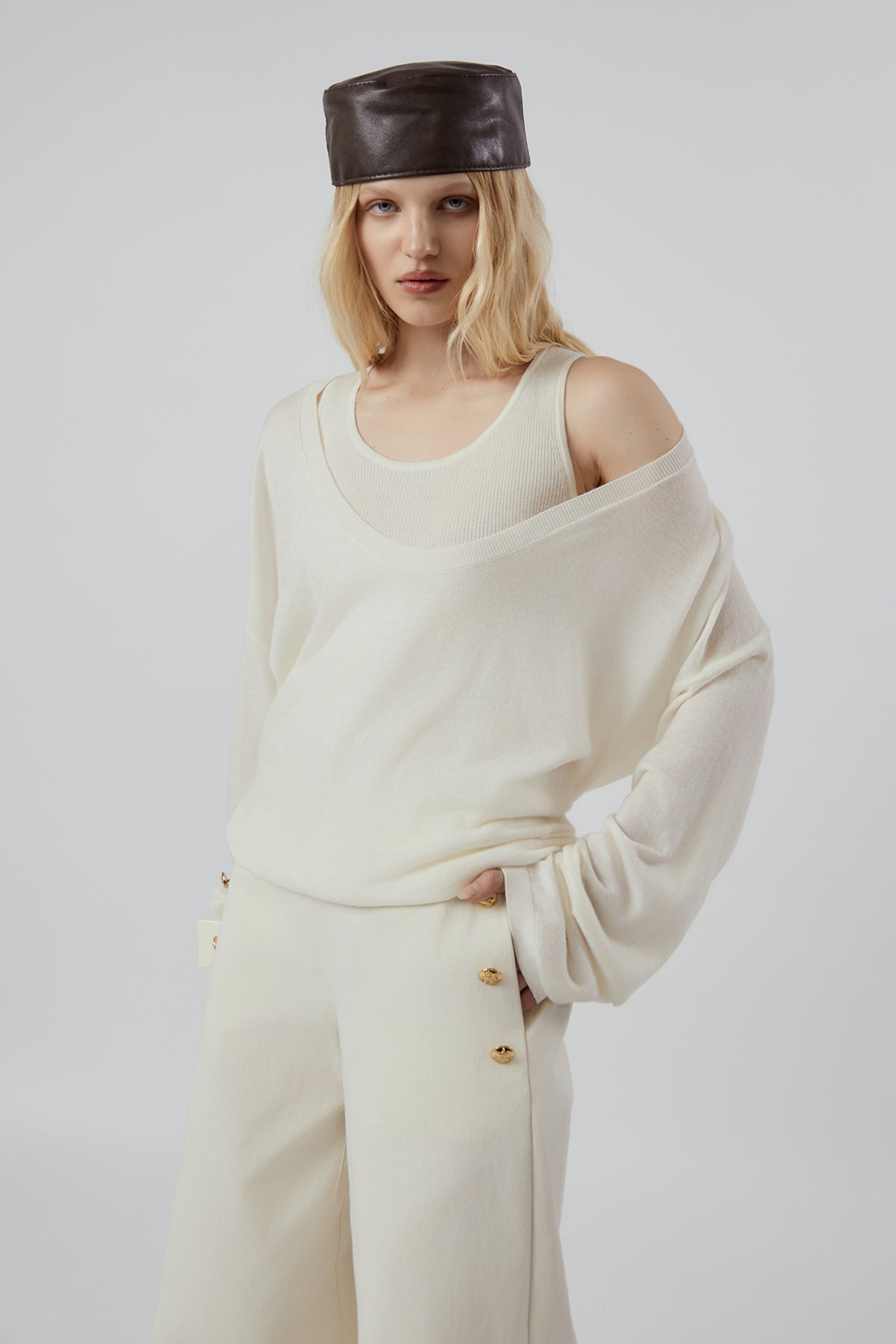 Other Store Elara Layered Knit Set in Ivory