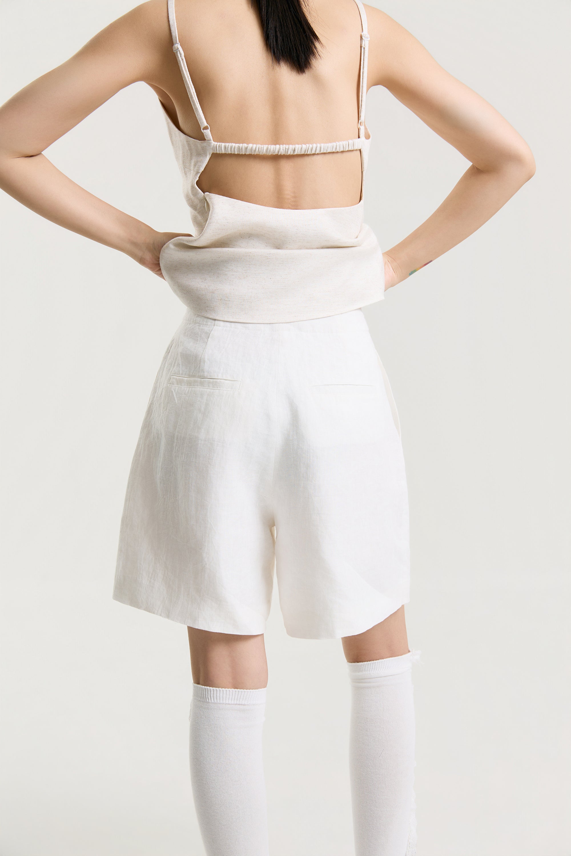 OTHER STORE Elio Linen Bermuda Shorts in White