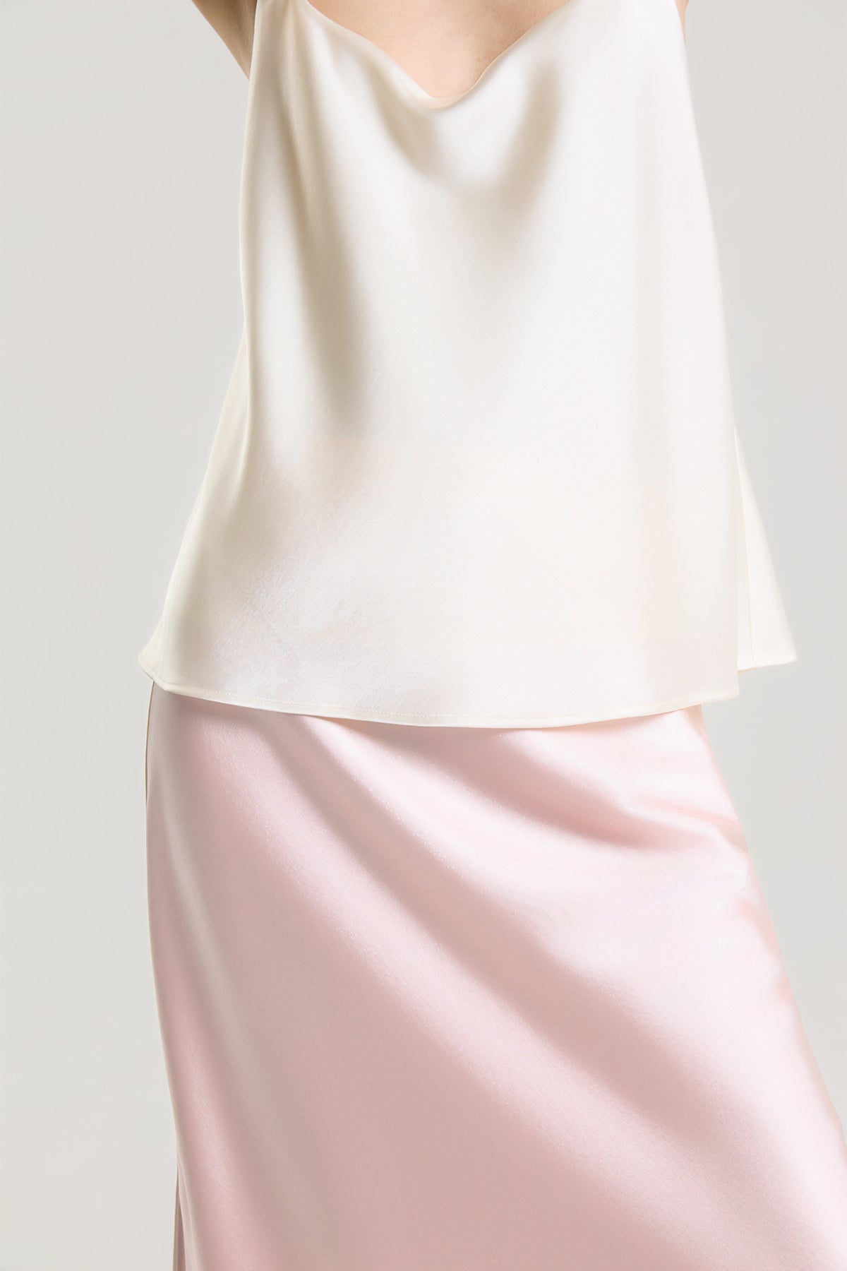 OTHER STORE Elodie Cross-Back Satin Cami Top in Ivory