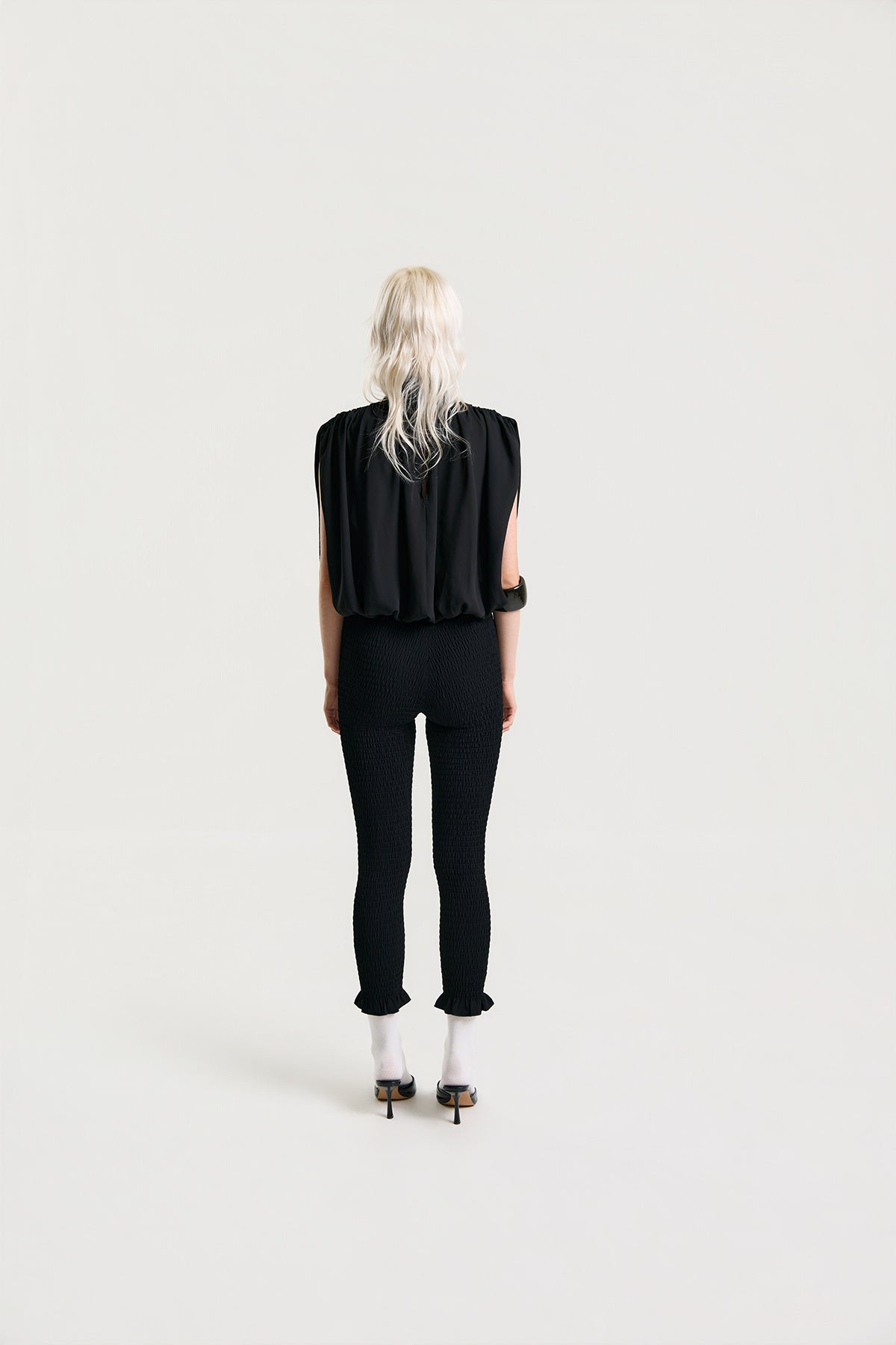 OTHER STORE Elowen Draped High-Neck Blouse in Black