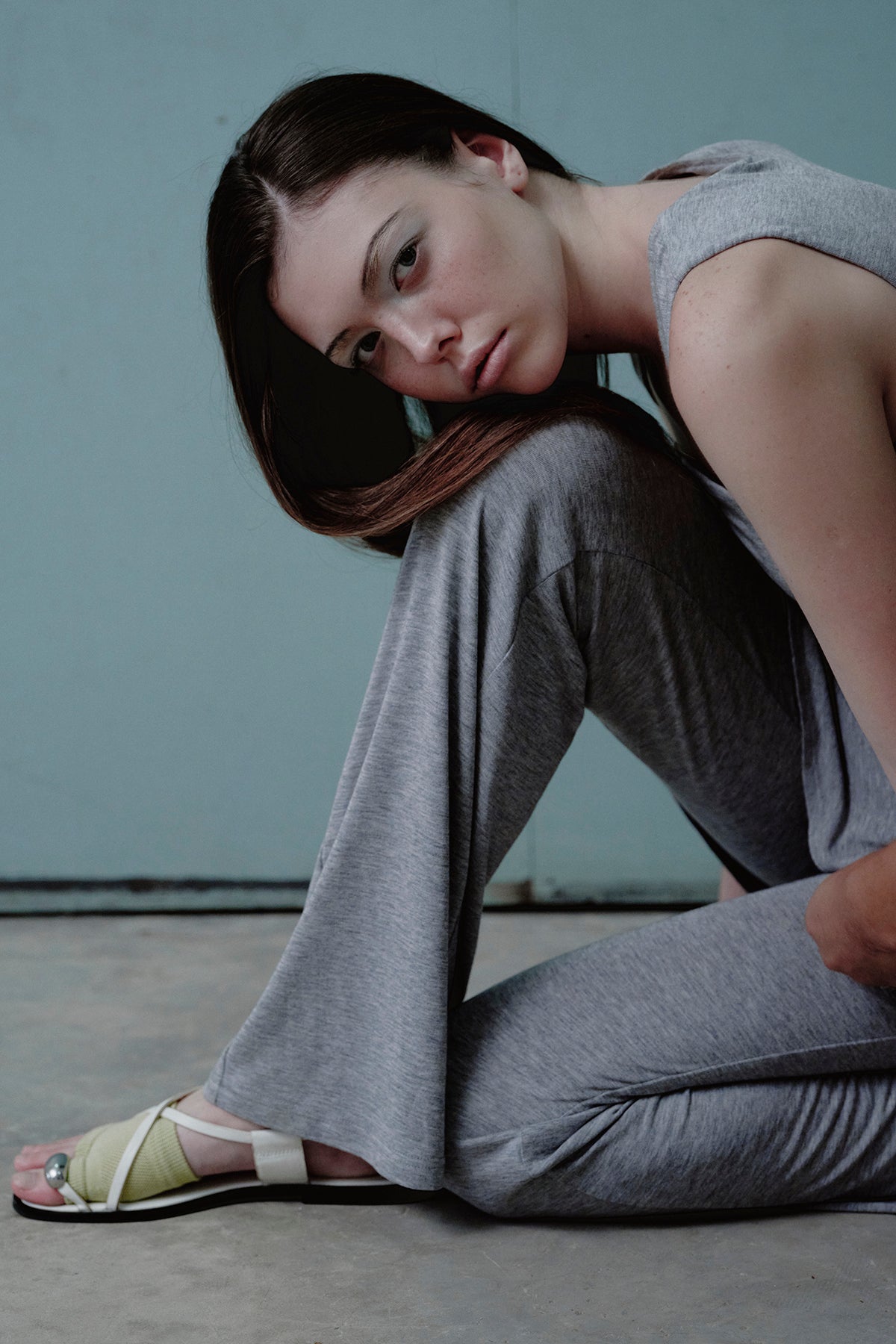 OTHER STORE Elowen Layered Wrap Pants Set in Heather Grey