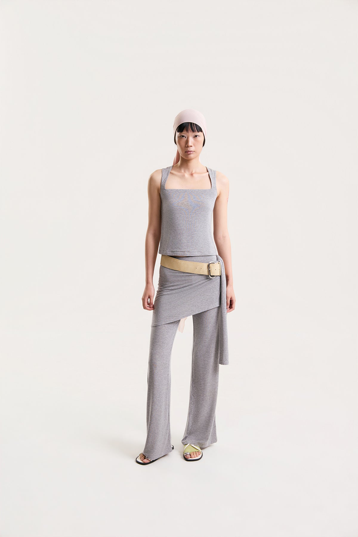 OTHER STORE Elowen Layered Wrap Pants Set in Heather Grey