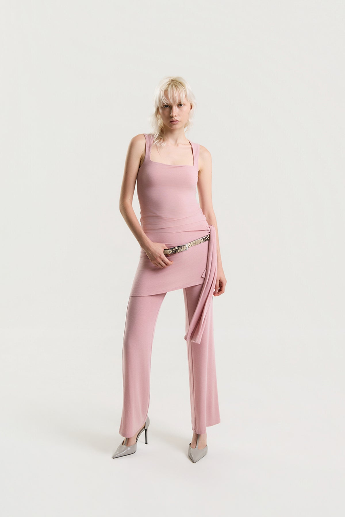 OTHER STORE Elowen Layered Wrap Pants Set in Dusty Pink