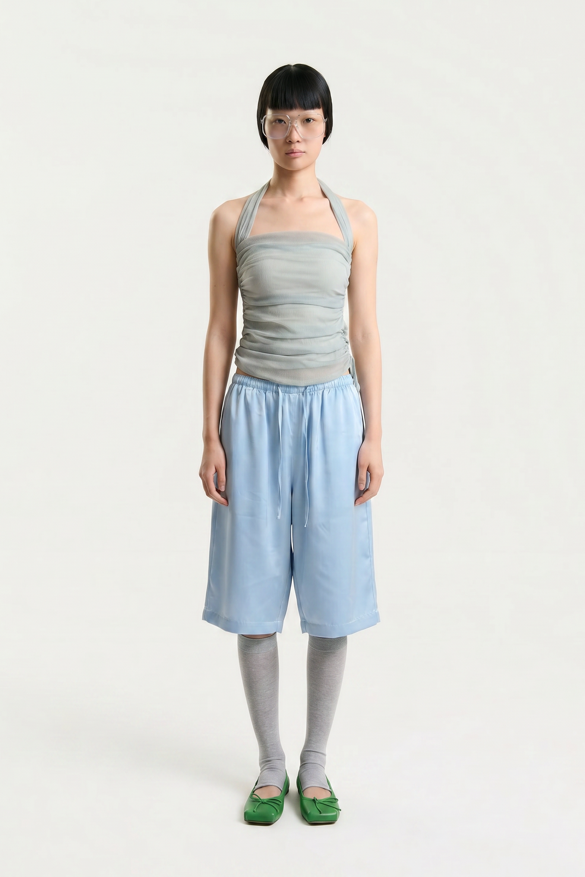 OTHER STORE Elowen Ruched Halter Top in Grey