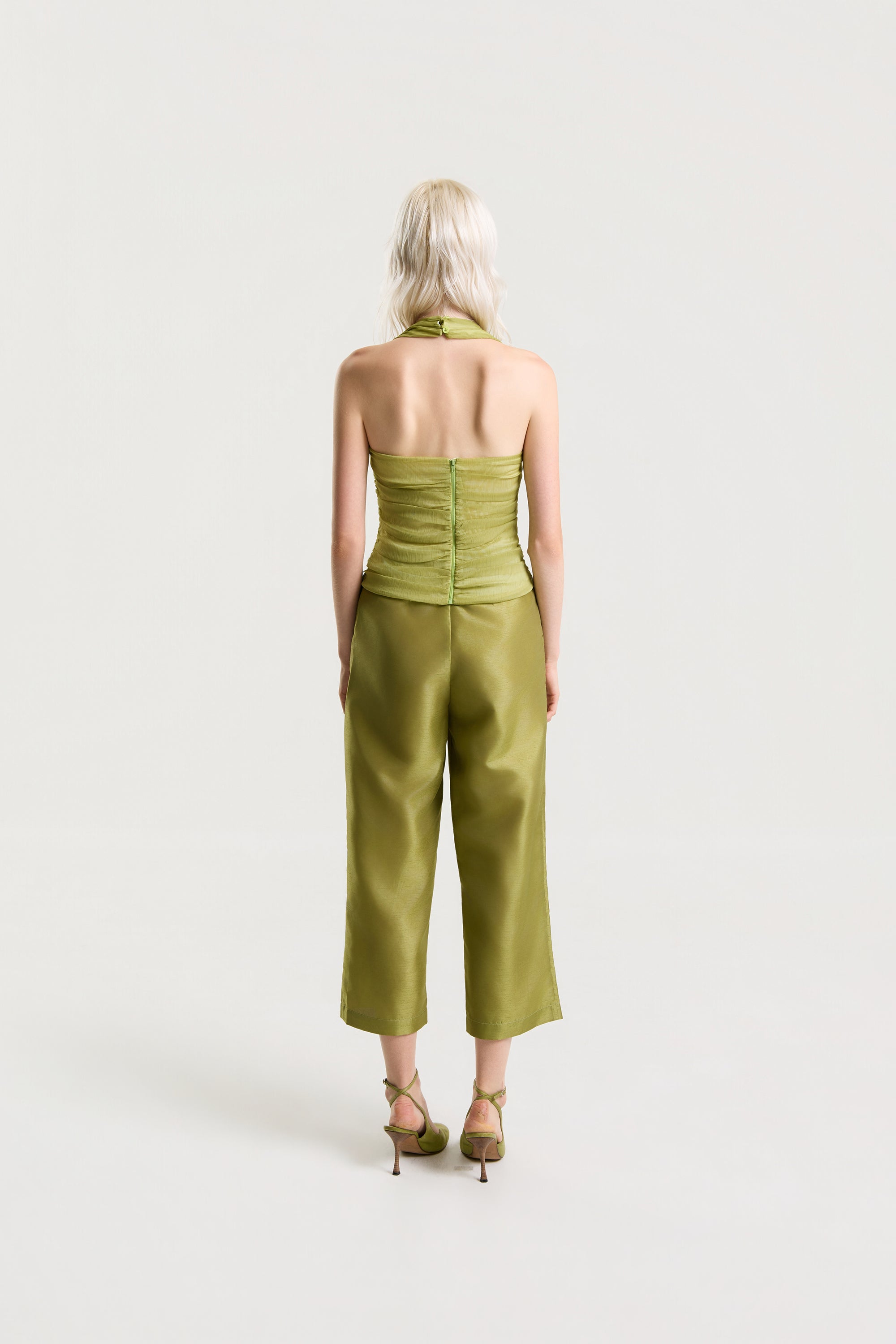 OTHER STORE Elowen Ruched Halter Top in Matcha Green