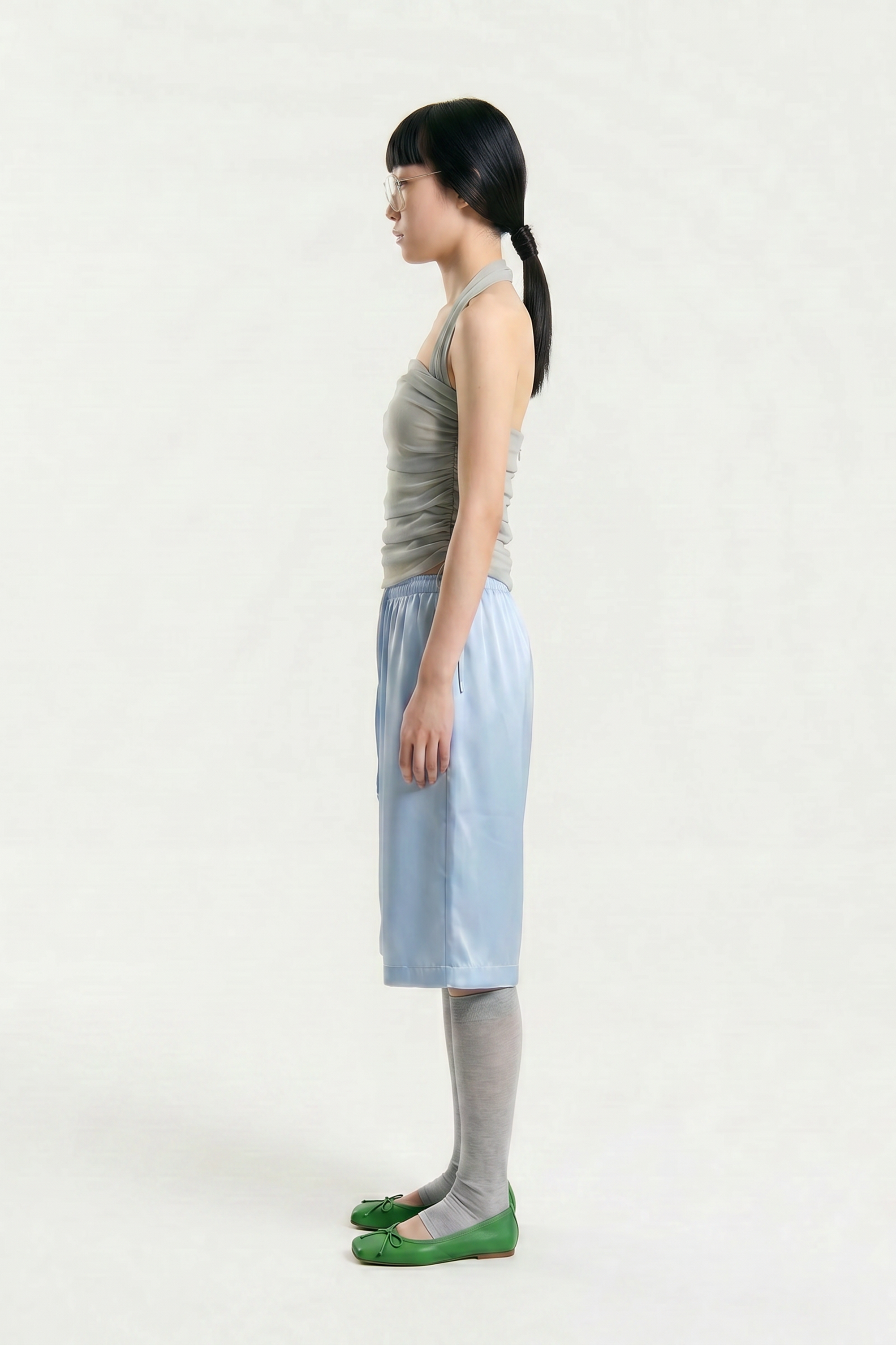 OTHER STORE Elowen Ruched Halter Top in Grey