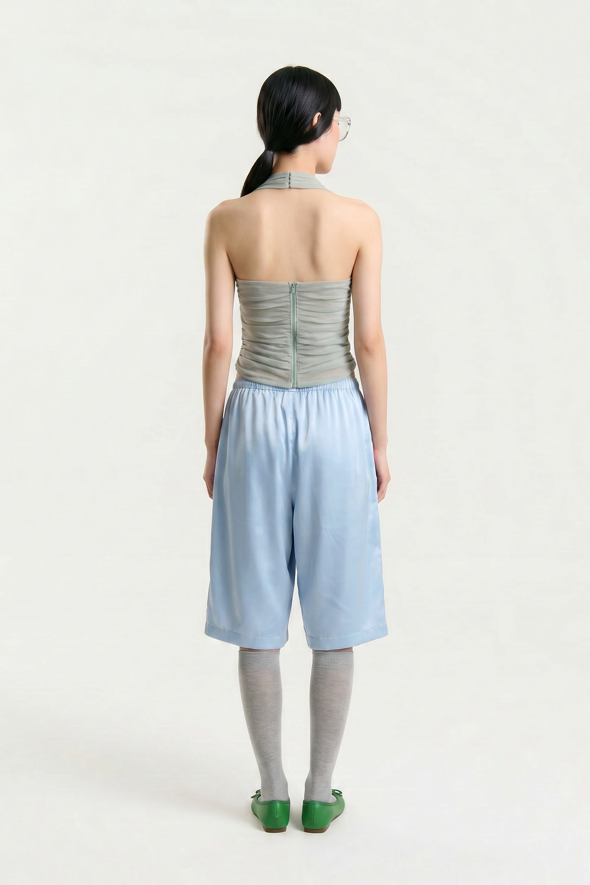OTHER STORE Elowen Ruched Halter Top in Grey