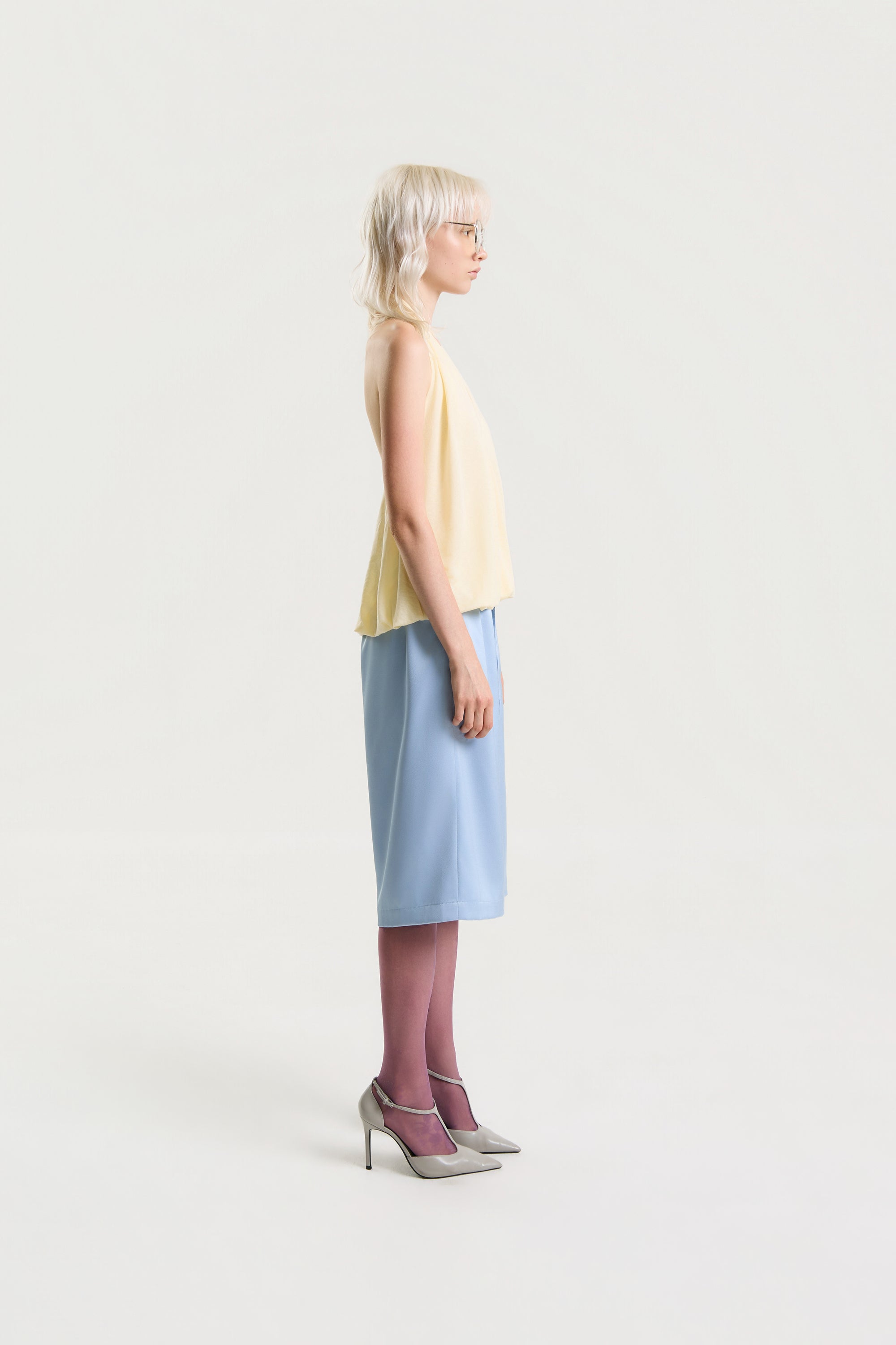 OTHER STORE Halo Drape Halter Top in Butter Cream