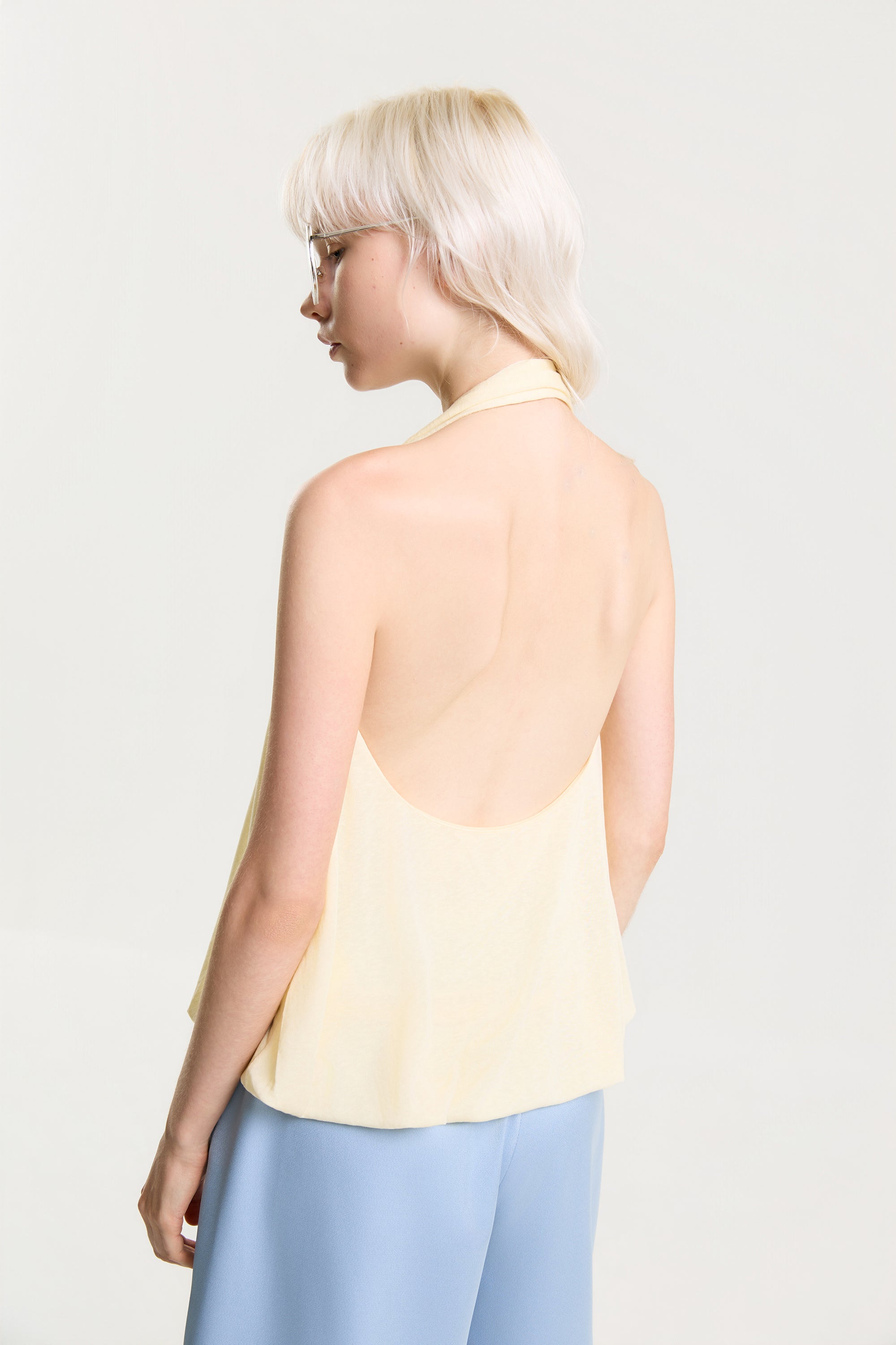 OTHER STORE Halo Drape Halter Top in Butter Cream