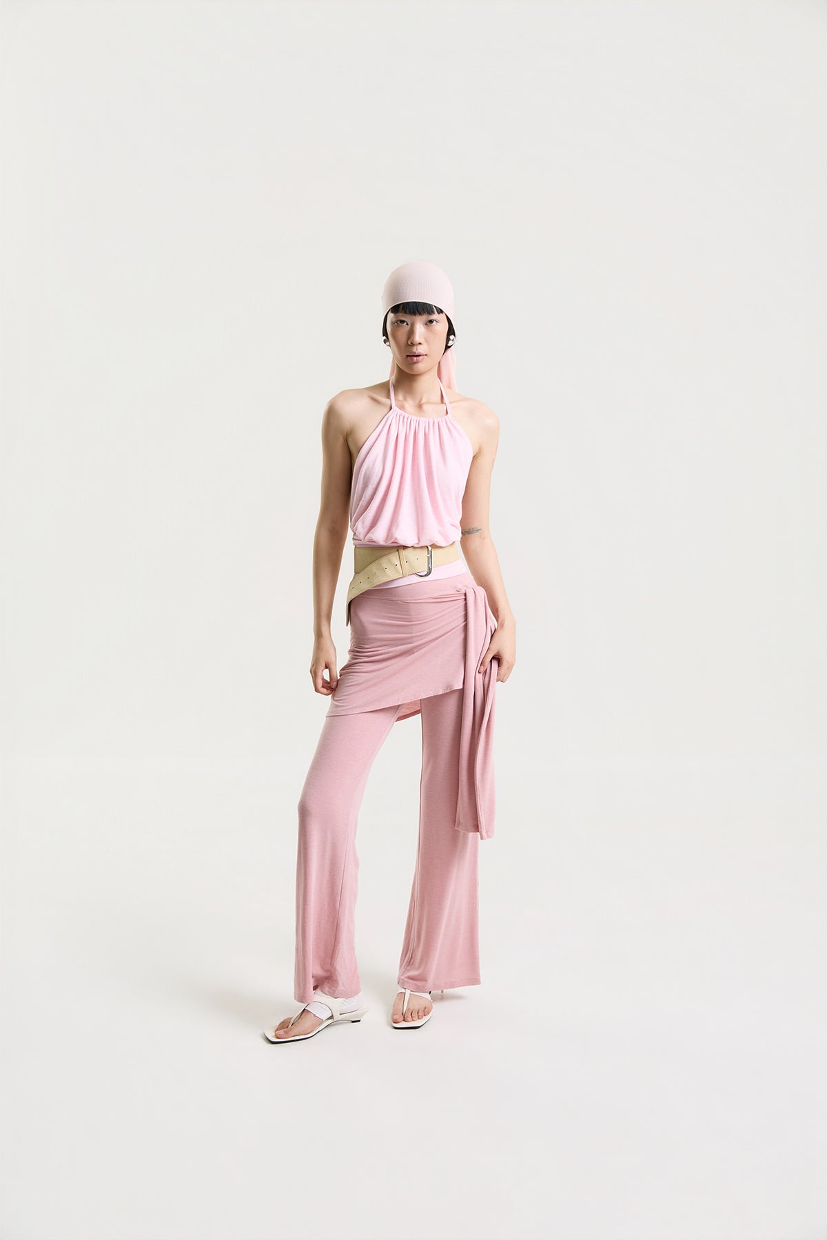 OTHER STORE Halo Gathered Halter Top in Soft Pink