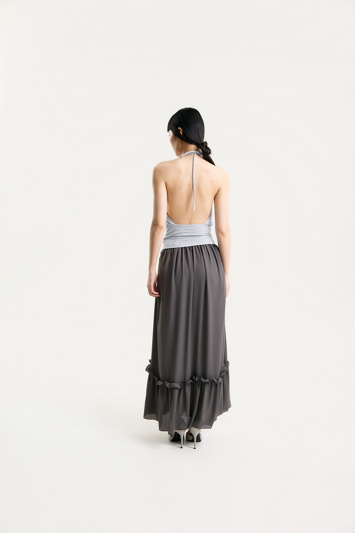 OTHER STORE Halo Gathered Halter Top in Heather Grey