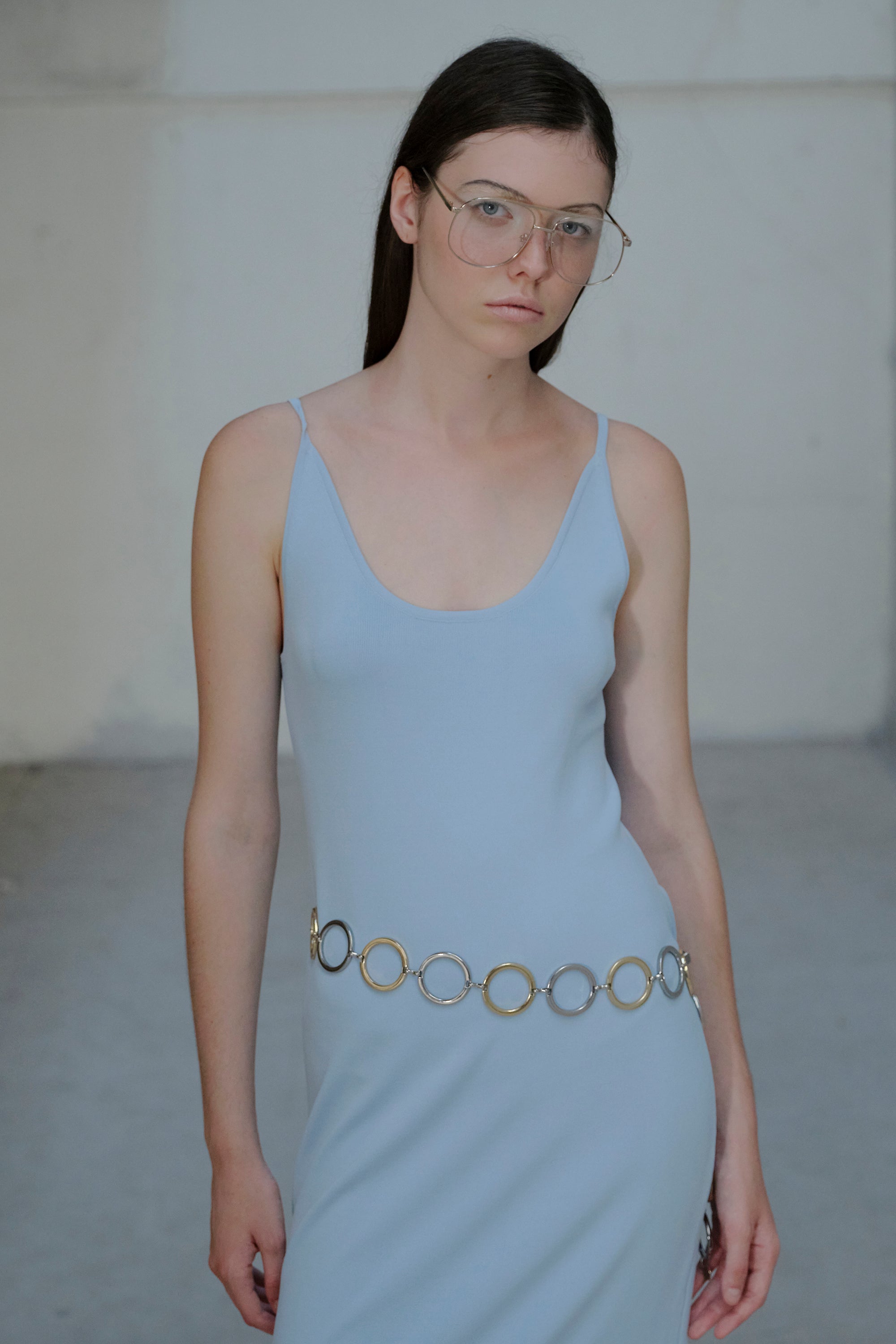 OTHER STORE Halo Open-Back Knit Maxi Dress in Blue