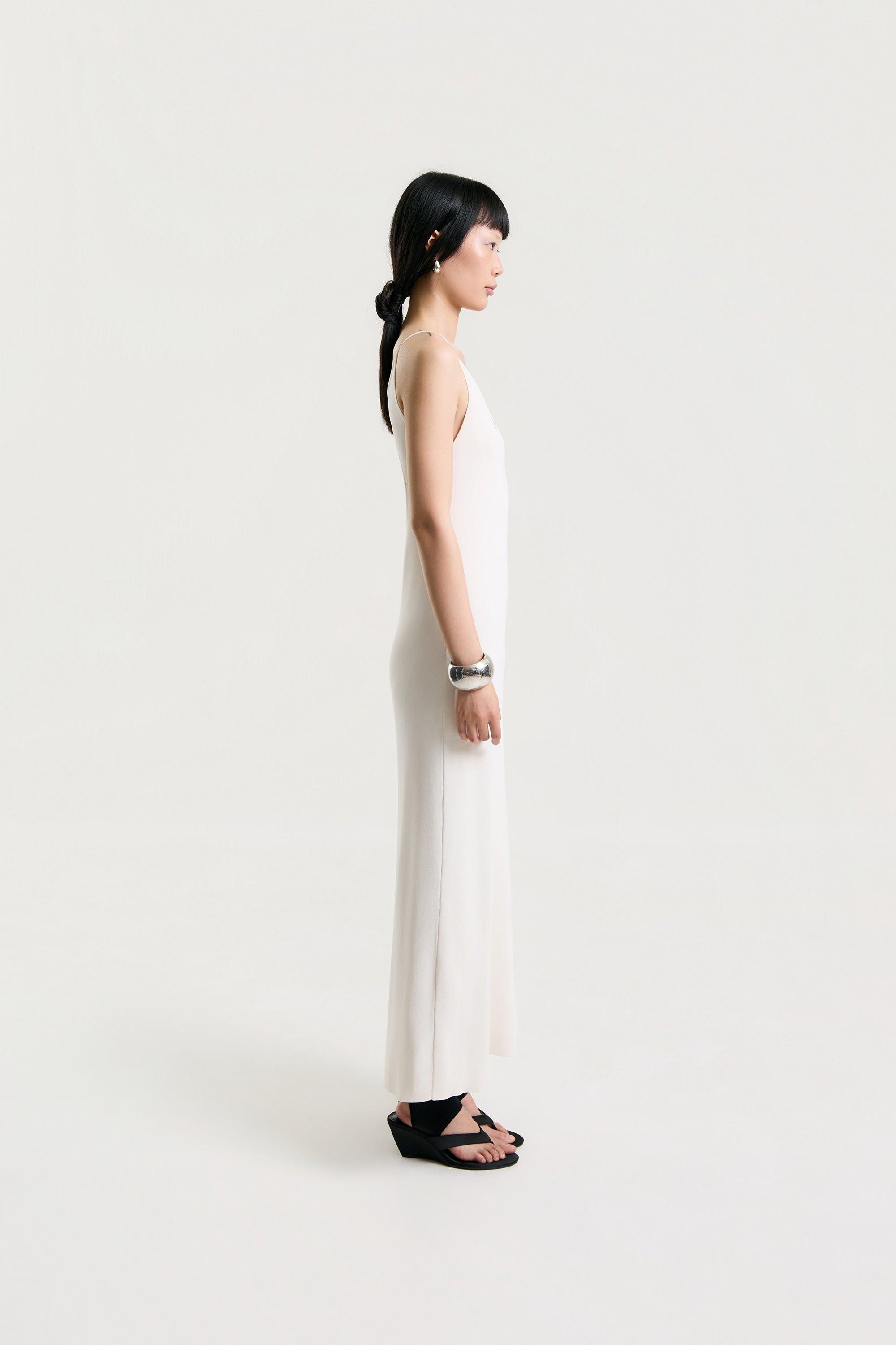 OTHER STORE Halo Open-Back Knit Maxi Dress in Ivory