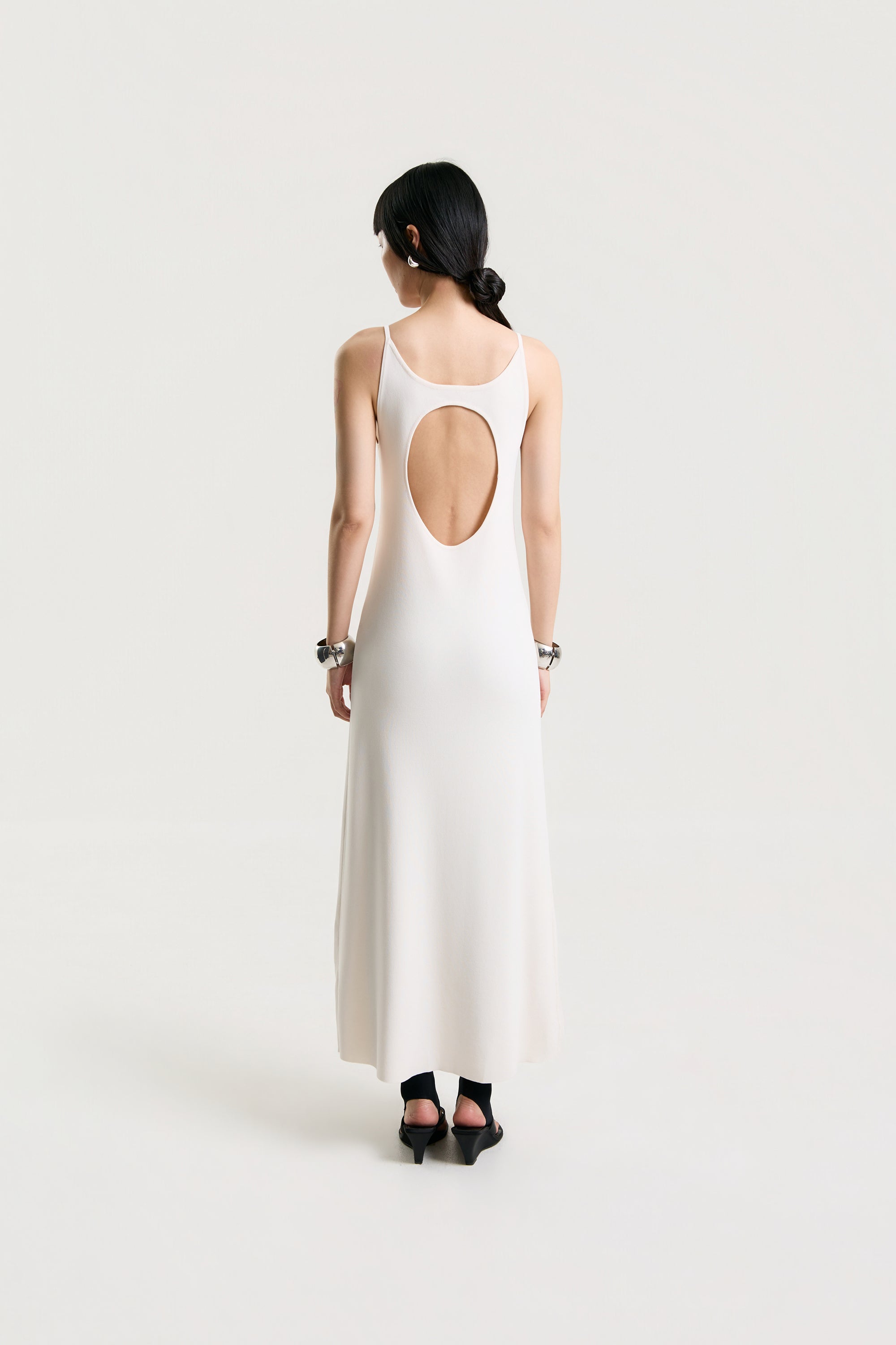OTHER STORE Halo Open-Back Knit Maxi Dress in Ivory