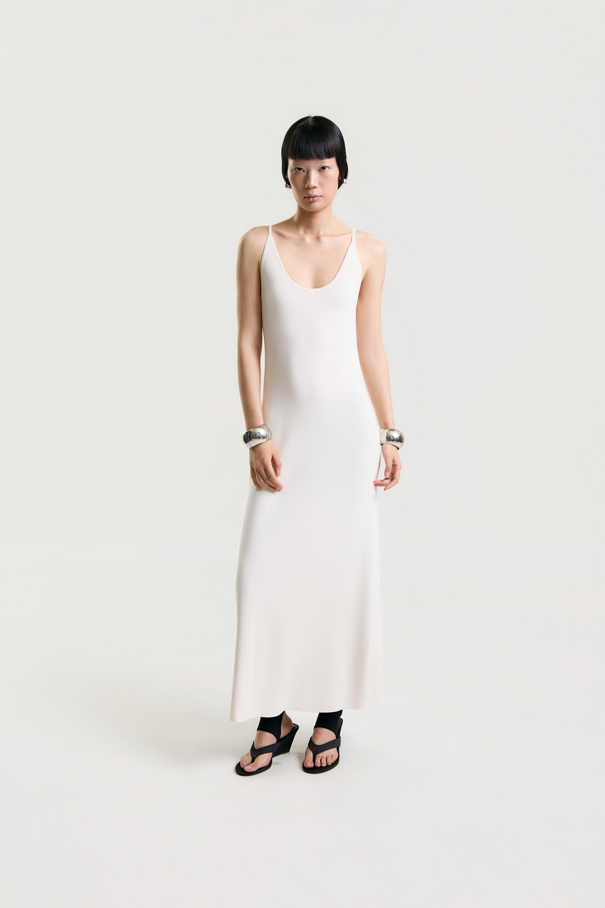 OTHER STORE Halo Open-Back Knit Maxi Dress in Ivory