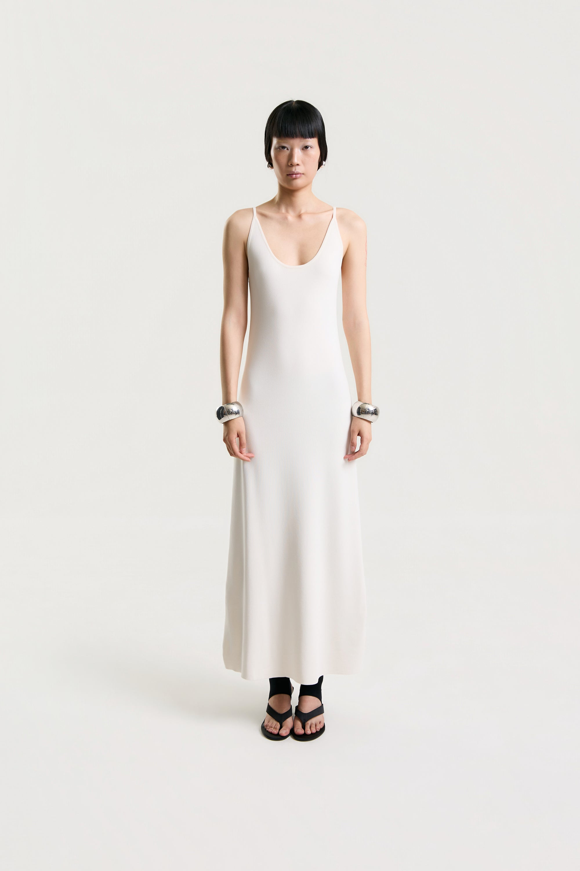OTHER STORE Halo Open-Back Knit Maxi Dress in Ivory
