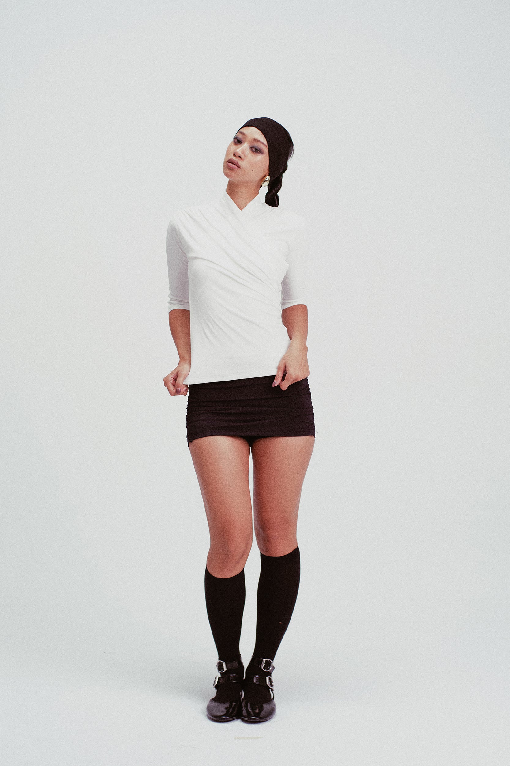 Iris Low-Waist Ruched Mini Skirt Black