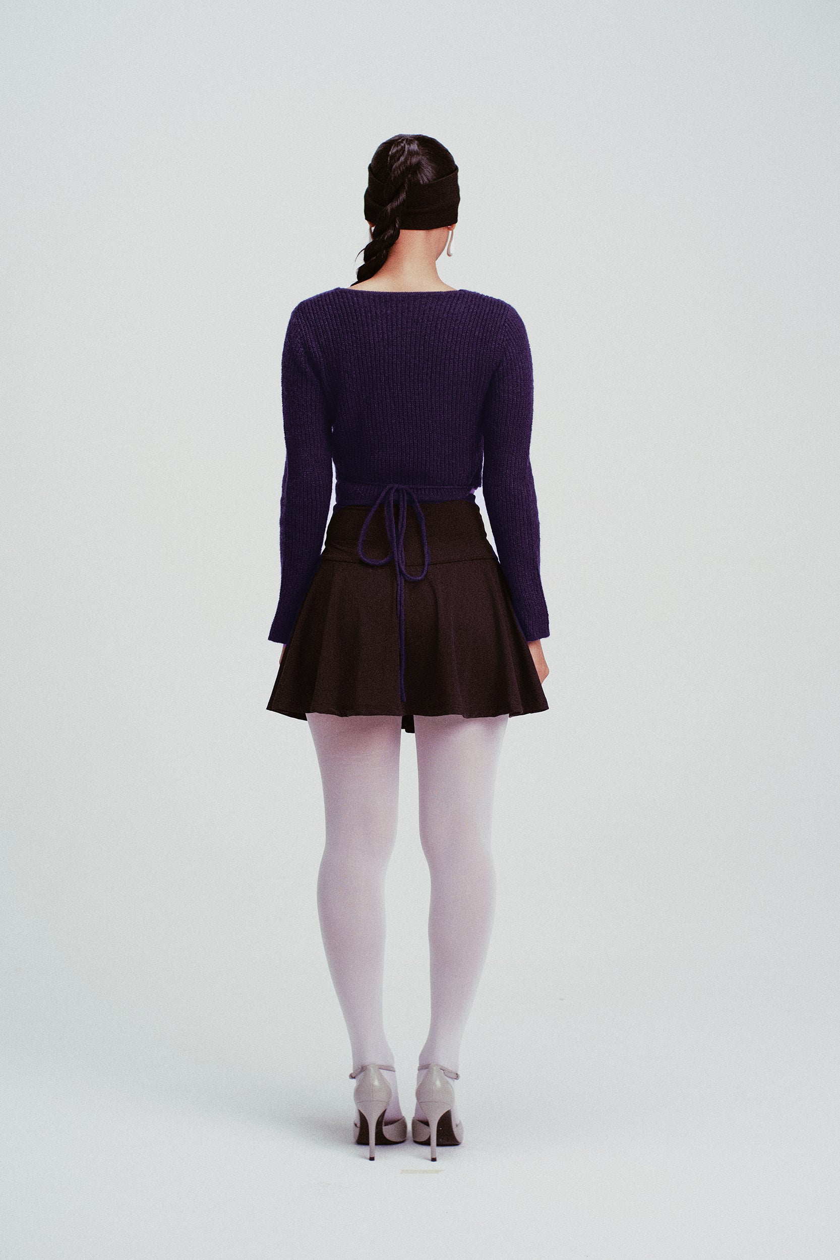 Ivy Wrap-Front V-Neck Knit Top Navy