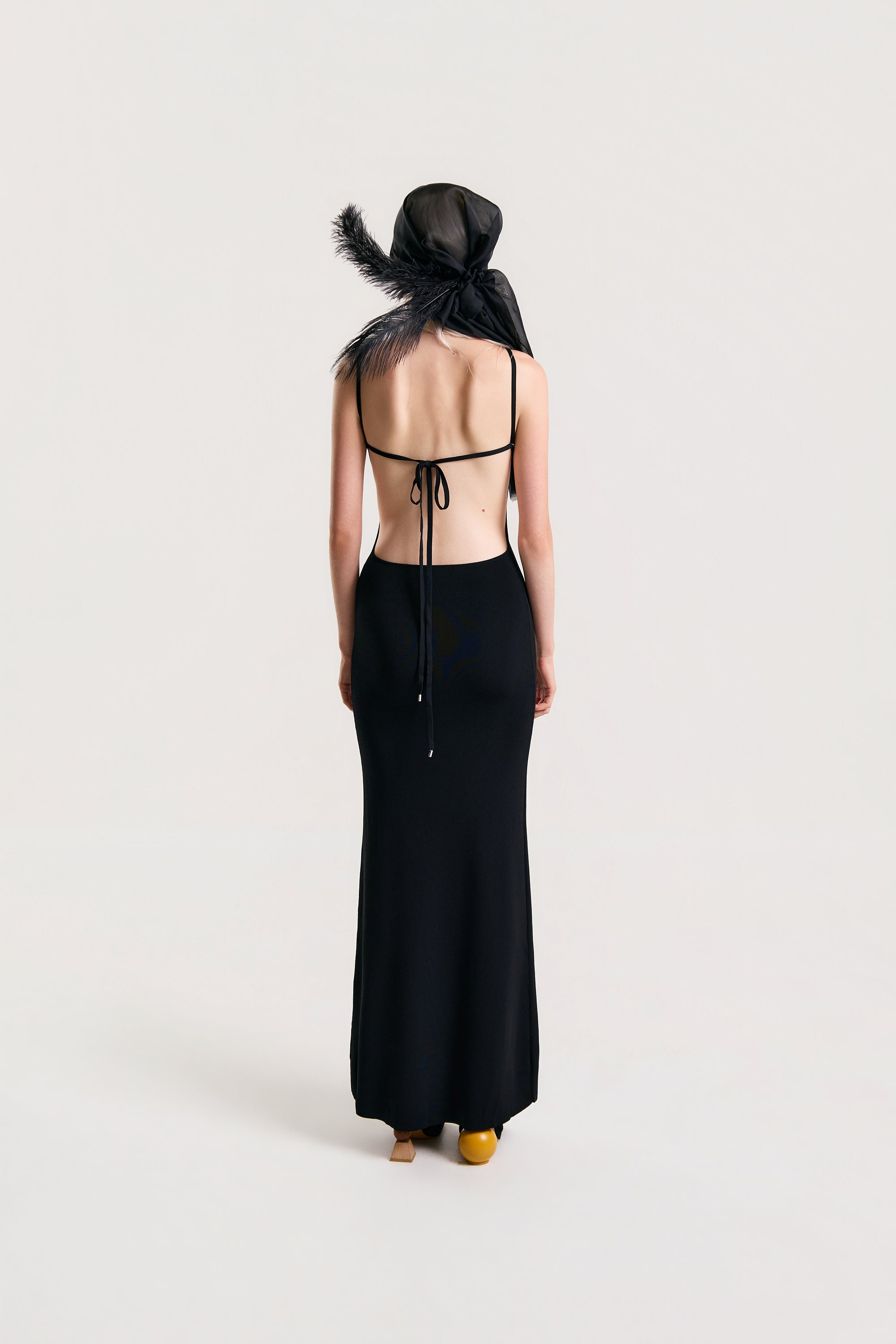 OTHER STORE Lattice Back Knit Maxi Dress in Black