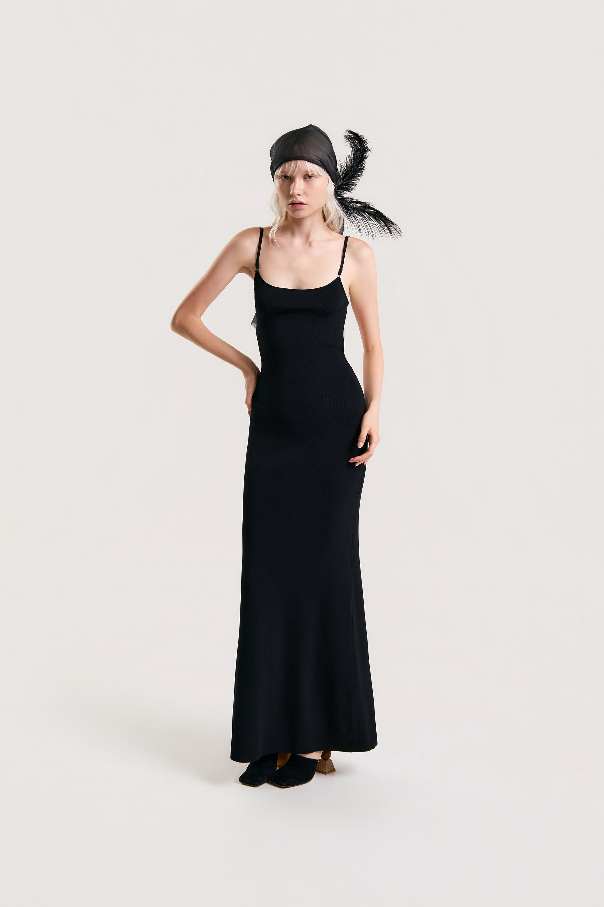 OTHER STORE Lattice Back Knit Maxi Dress in Black