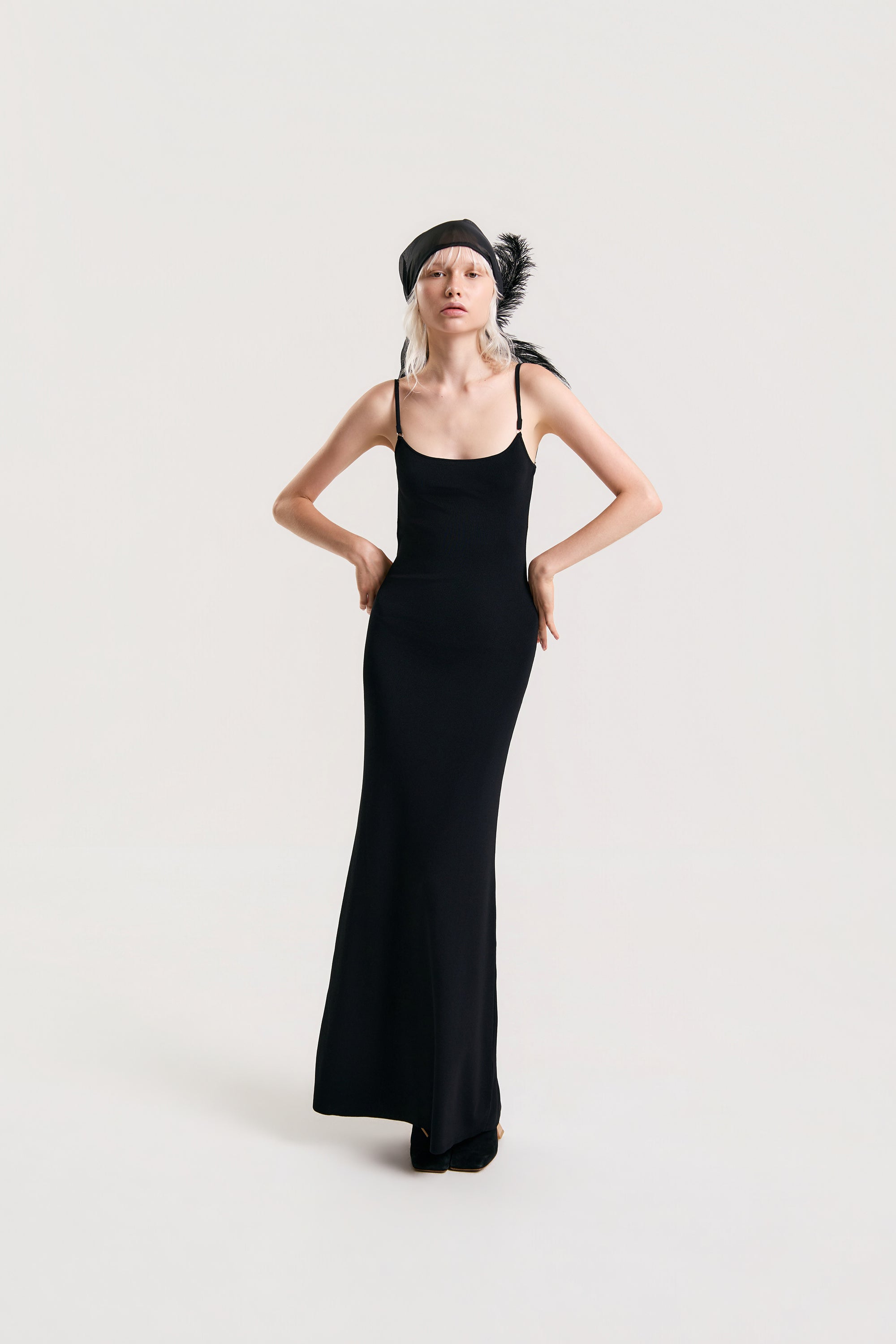 OTHER STORE Lattice Back Knit Maxi Dress in Black