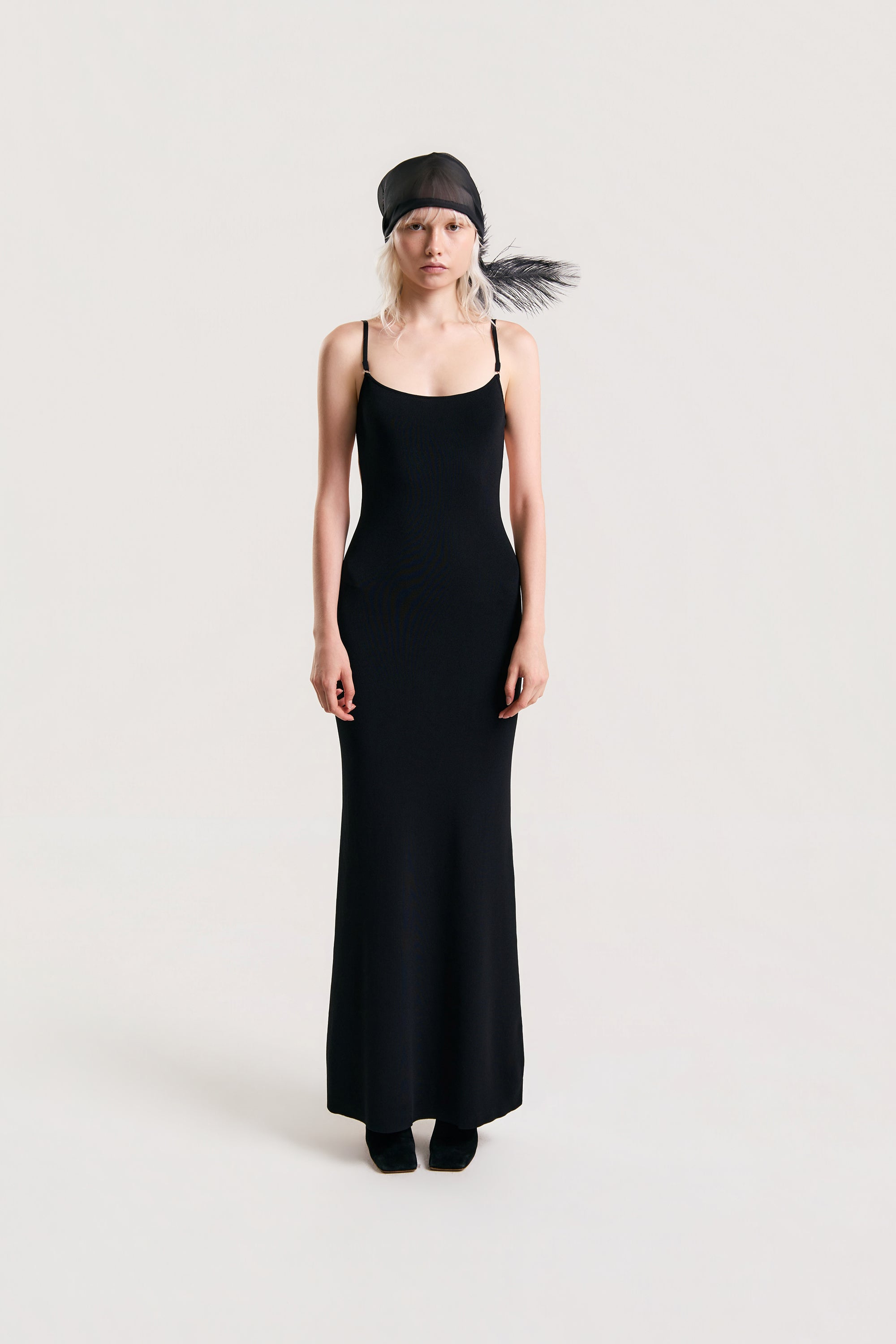 OTHER STORE Lattice Back Knit Maxi Dress in Black
