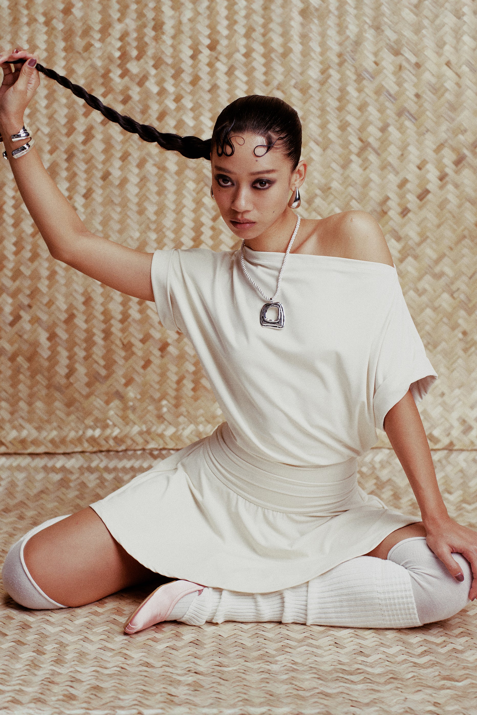 Lena Y-Line Off-Shoulder Top Cream