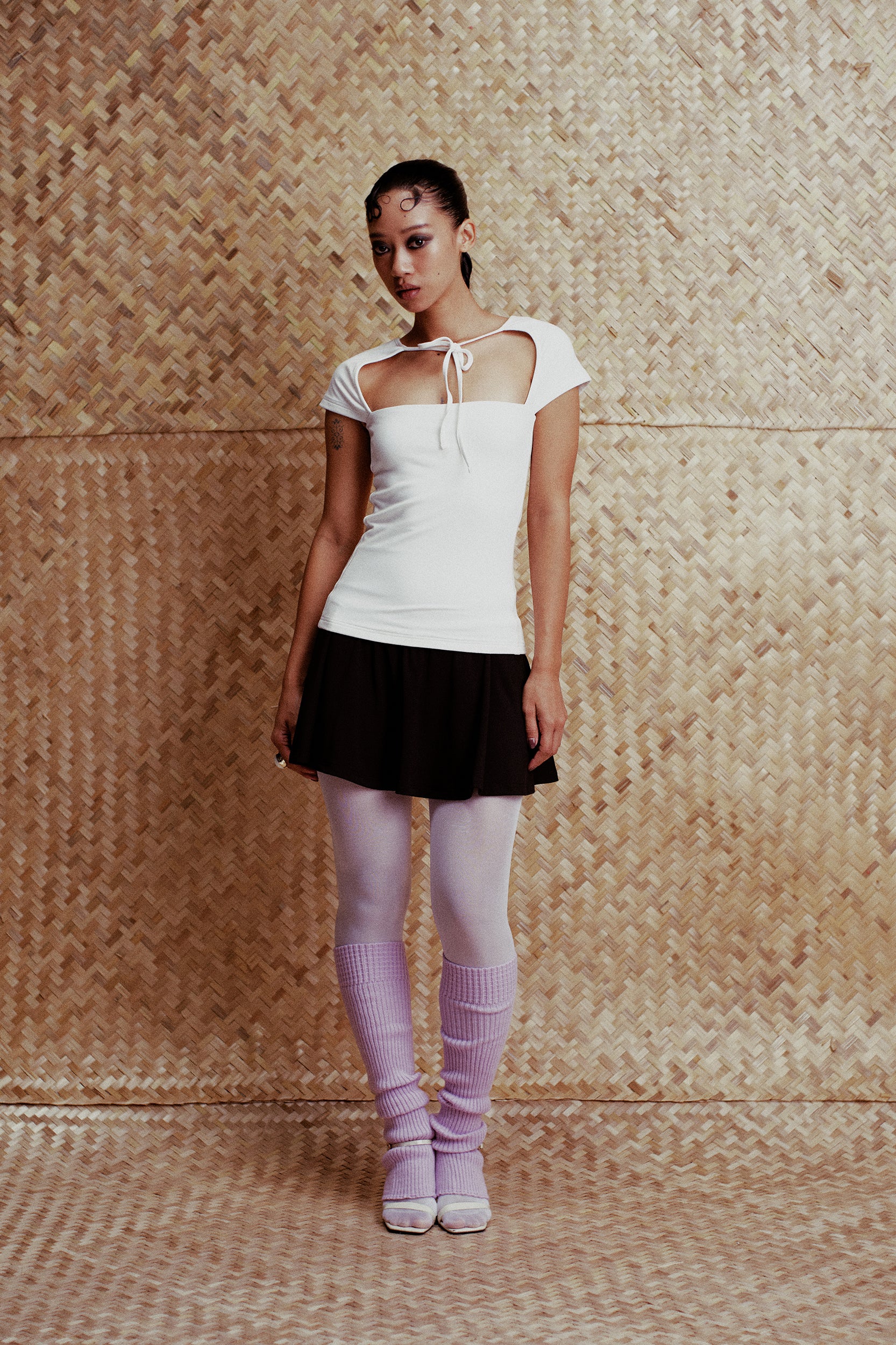 Lumi Ribbed Stirrup Leg Warmers Purple