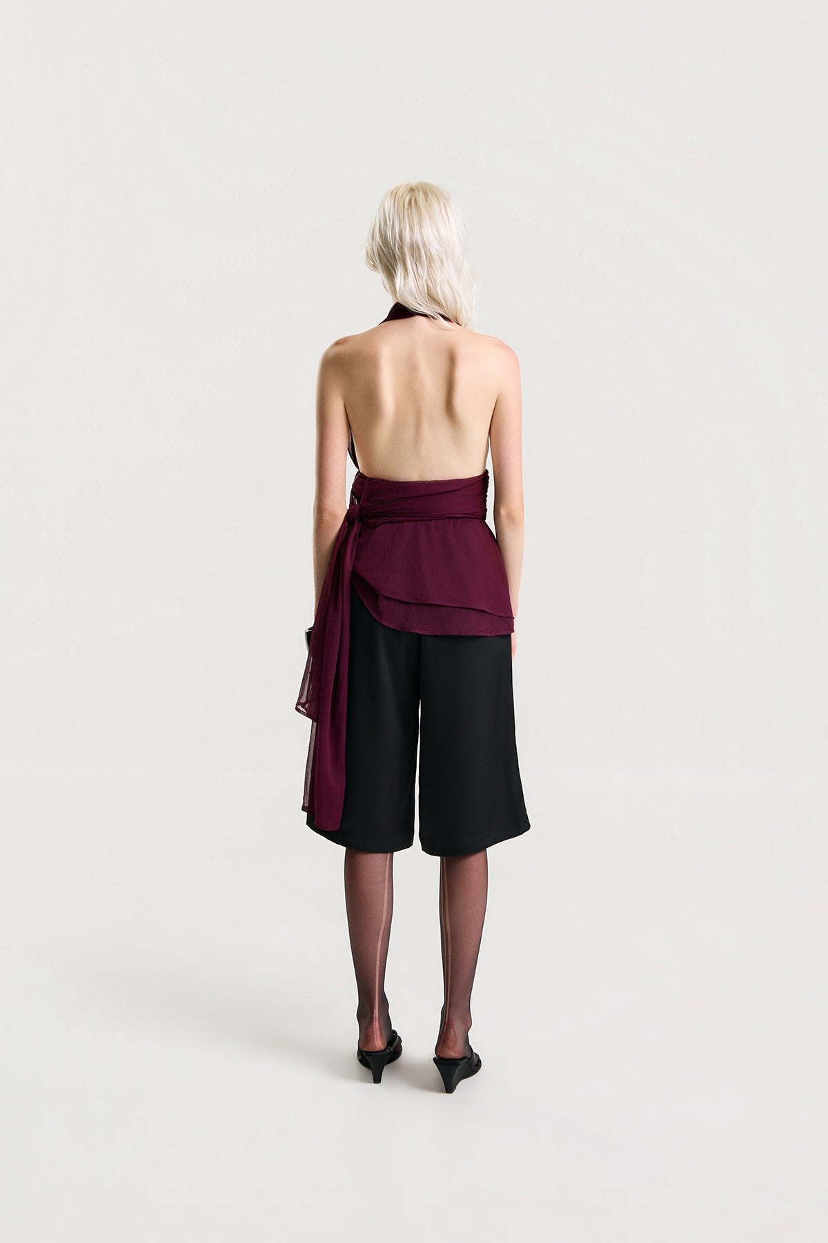OTHER STORE Mariel Satin Mid-Length Shorts in Black
