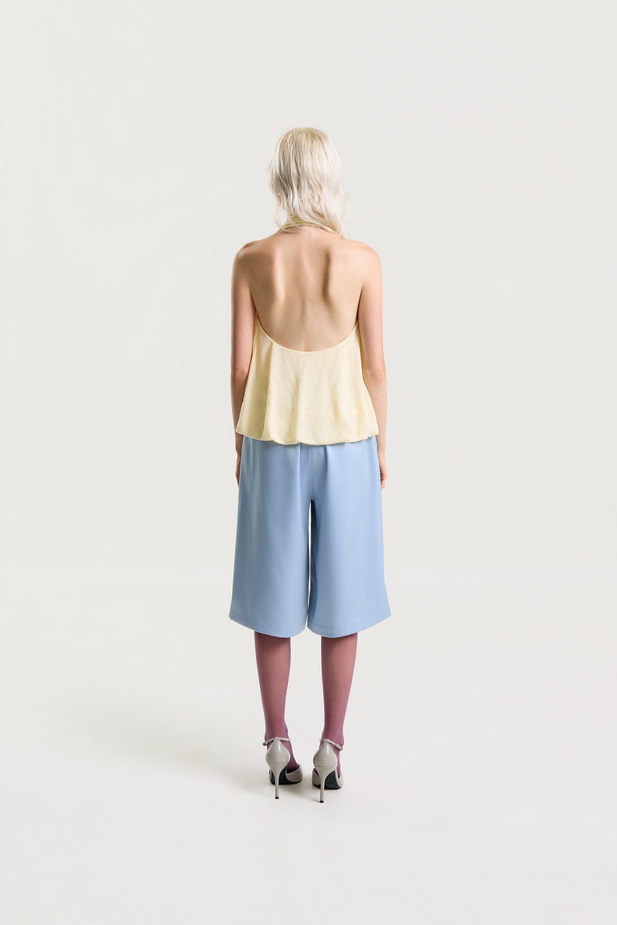 OTHER STORE Mariel Satin Mid-Length Shorts in Blue