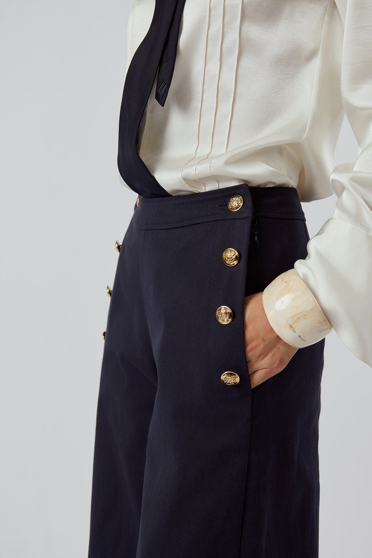Other Store Mariner Wide-Leg Cotton Pants in Navy