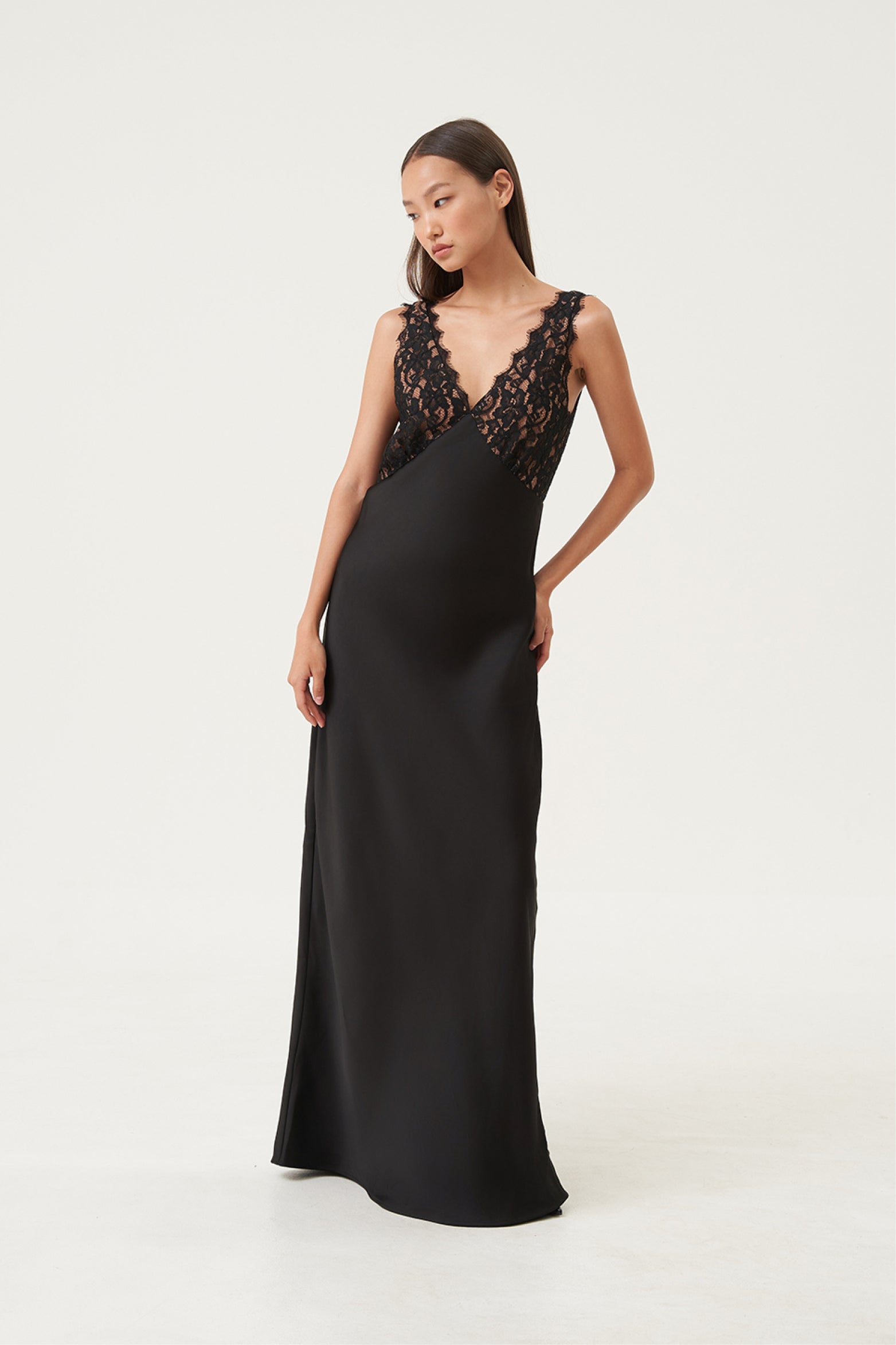 Mila Lace-Panel Gown