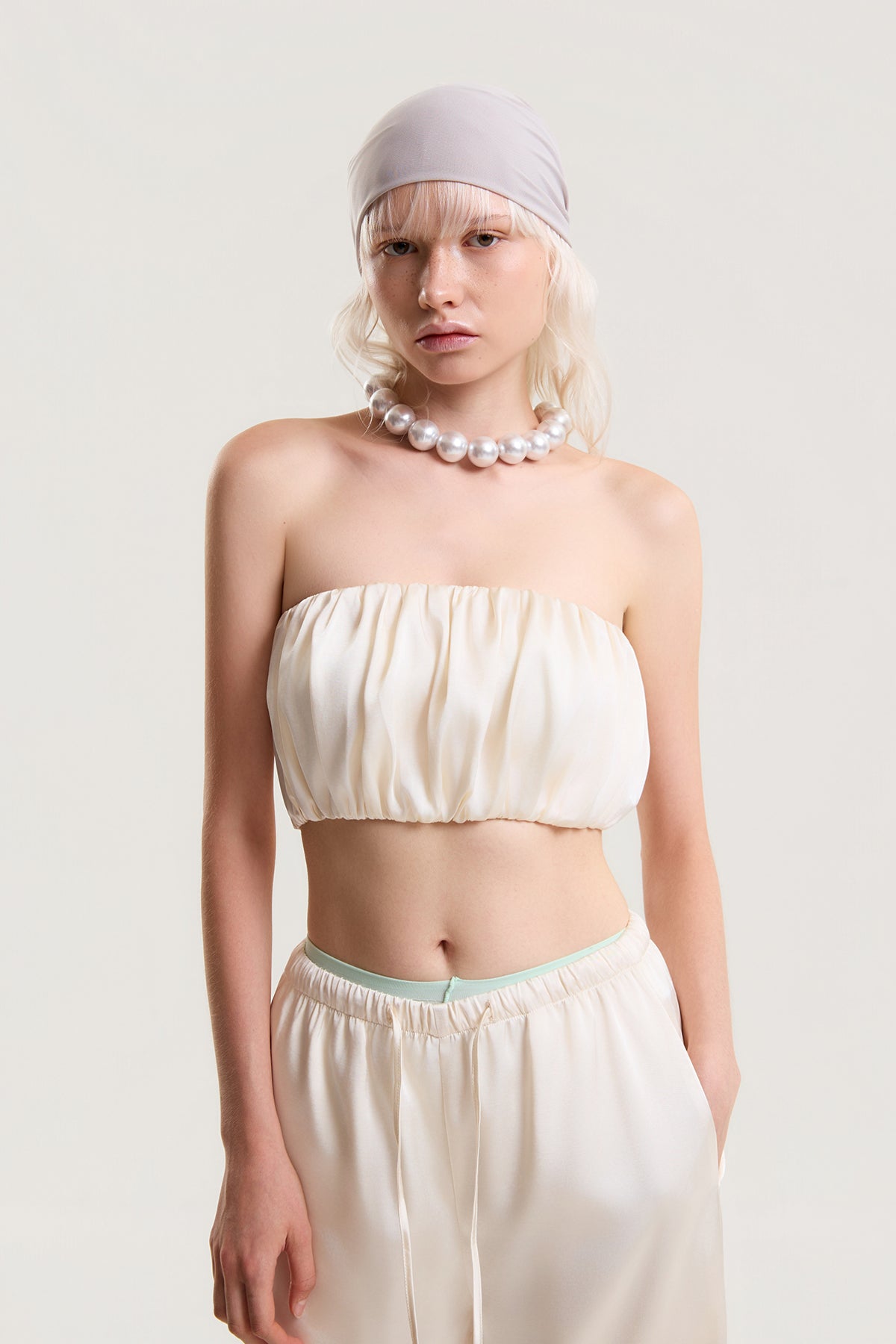 OTHER STORE Mirelle Ruched Strapless Tube Top in Ivory
