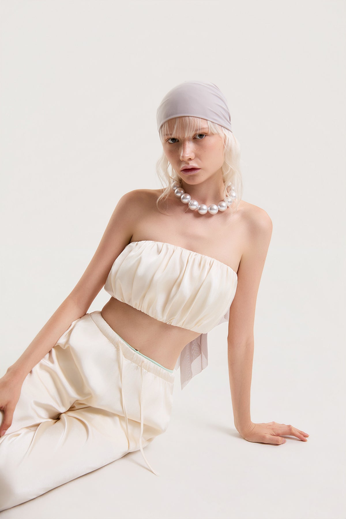 OTHER STORE Mirelle Ruched Strapless Tube Top in Ivory