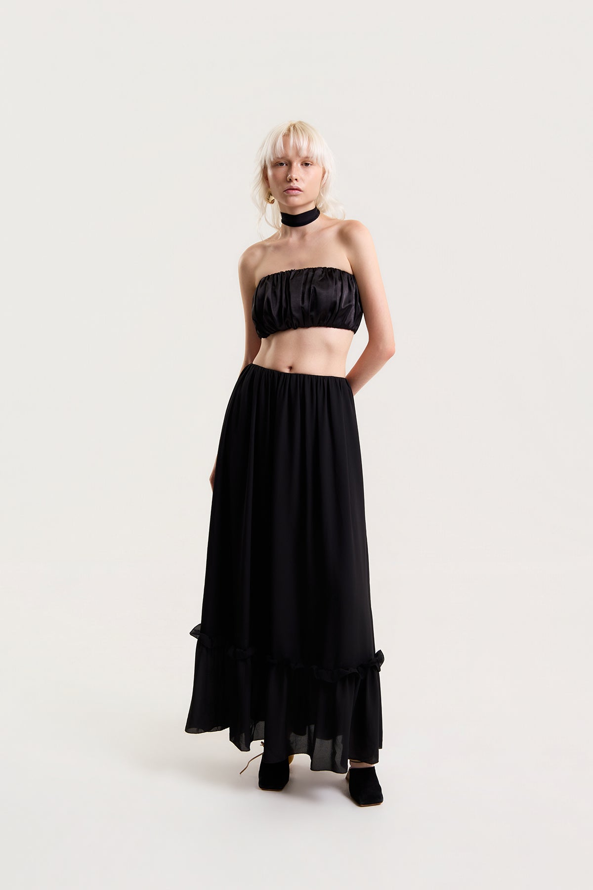 OTHER STORE Mirelle Ruched Strapless Tube Top in Black