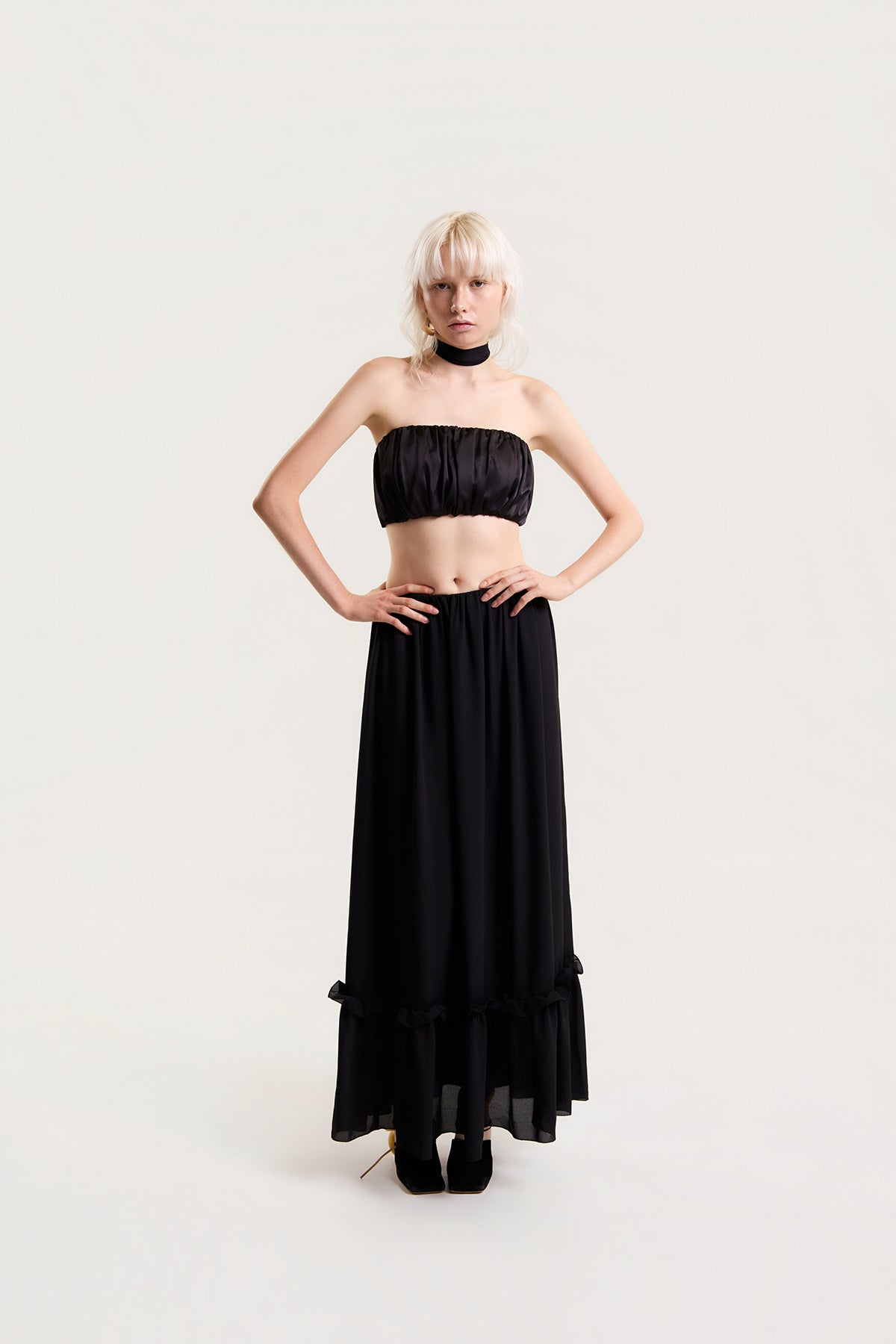 OTHER STORE Mirelle Ruched Strapless Tube Top in Black
